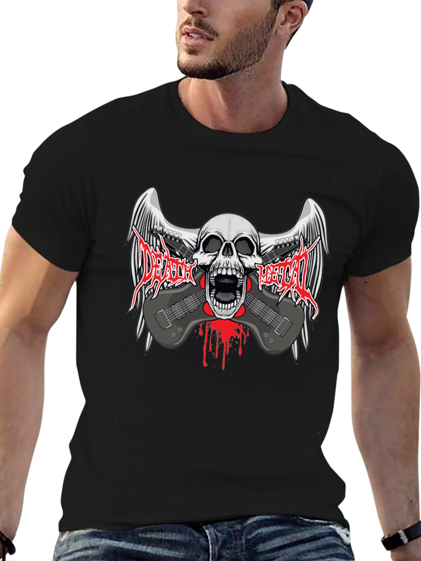 Death Metal Skull & Guitar T-Shirt