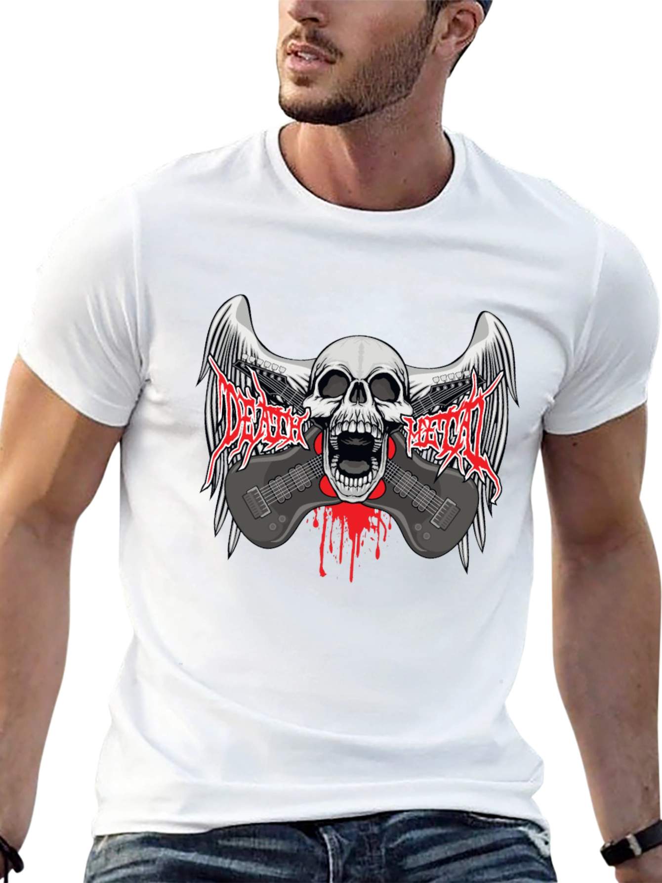 Death Metal Skull & Guitar T-Shirt