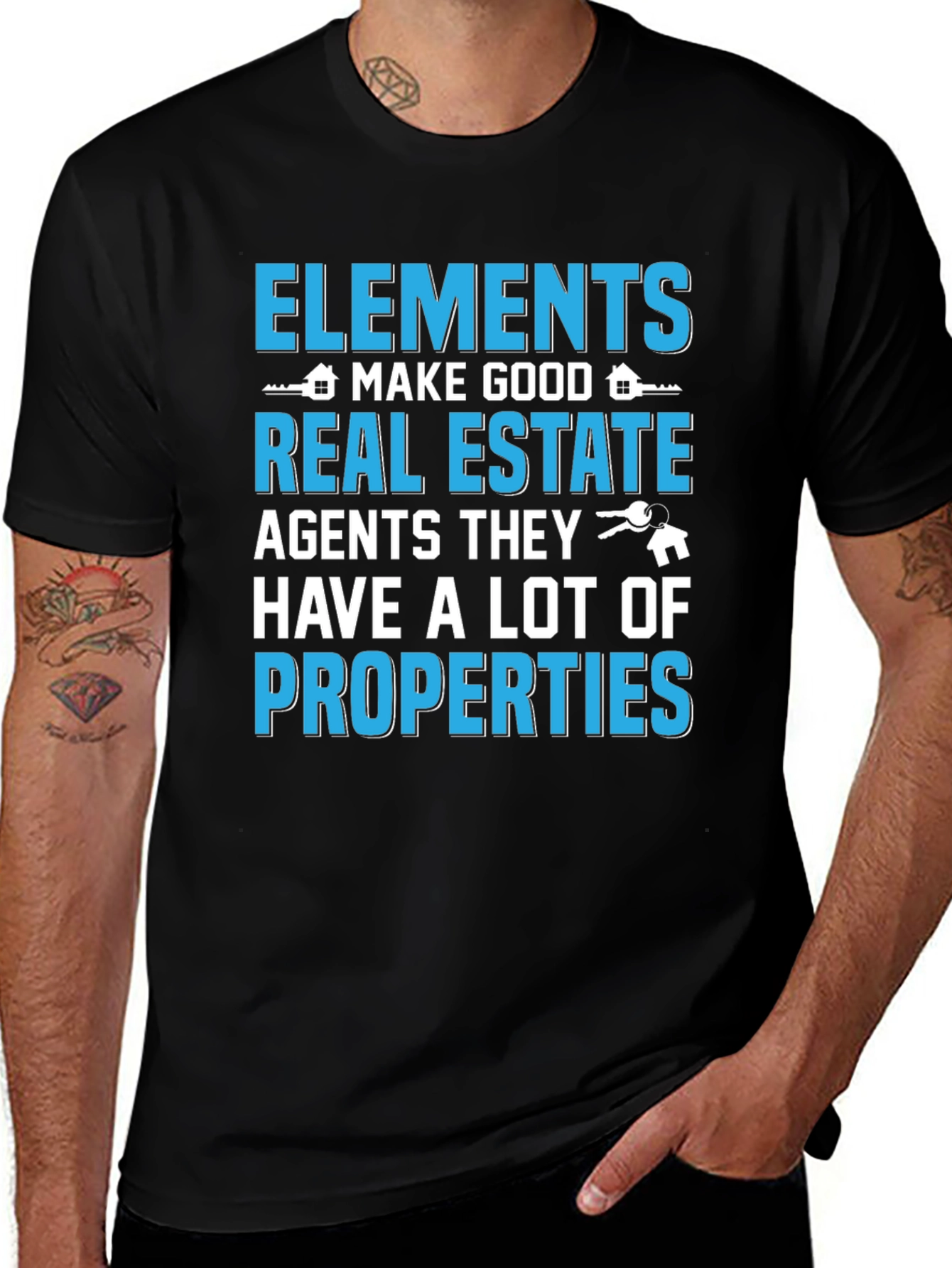 Elements Make Good Real Estate Agents Black T-Shirt