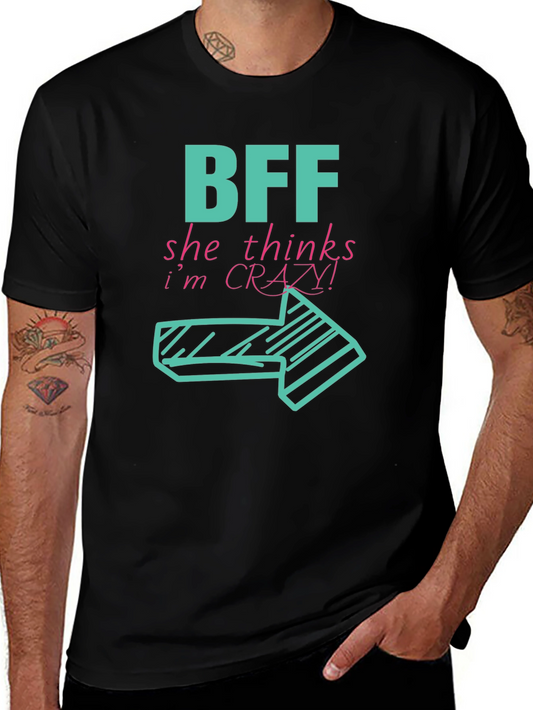 BFF Crazy! Right Arrow Graphic Black T-Shirt