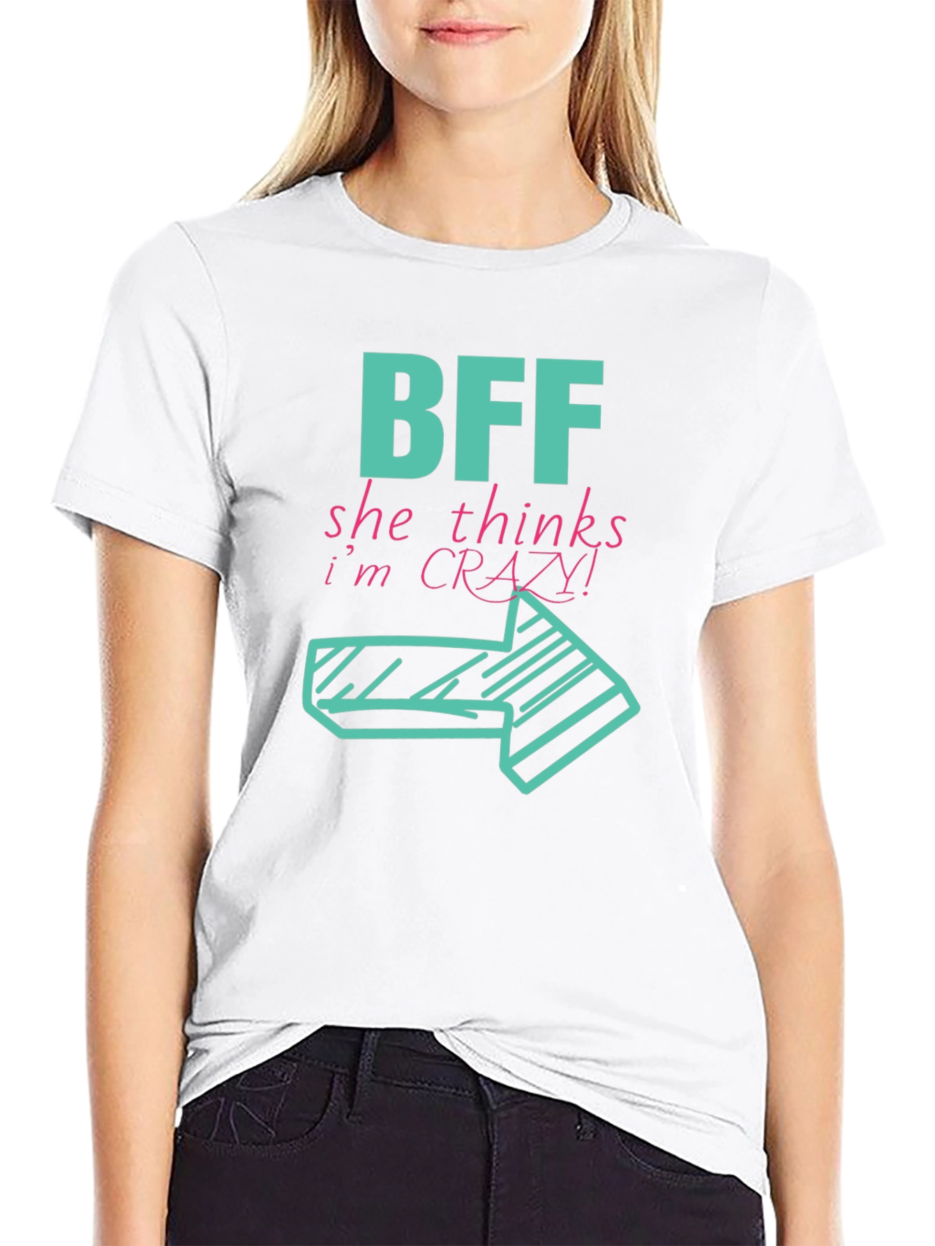 BFF Crazy! Right Arrow Graphic Black T-Shirt