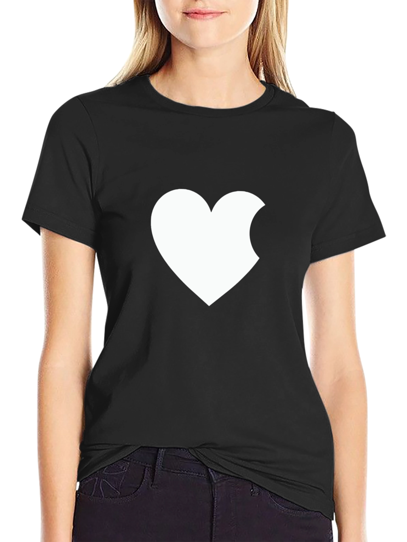 Bitten Heart Graphic T-Shirt - Black Cotton Tee