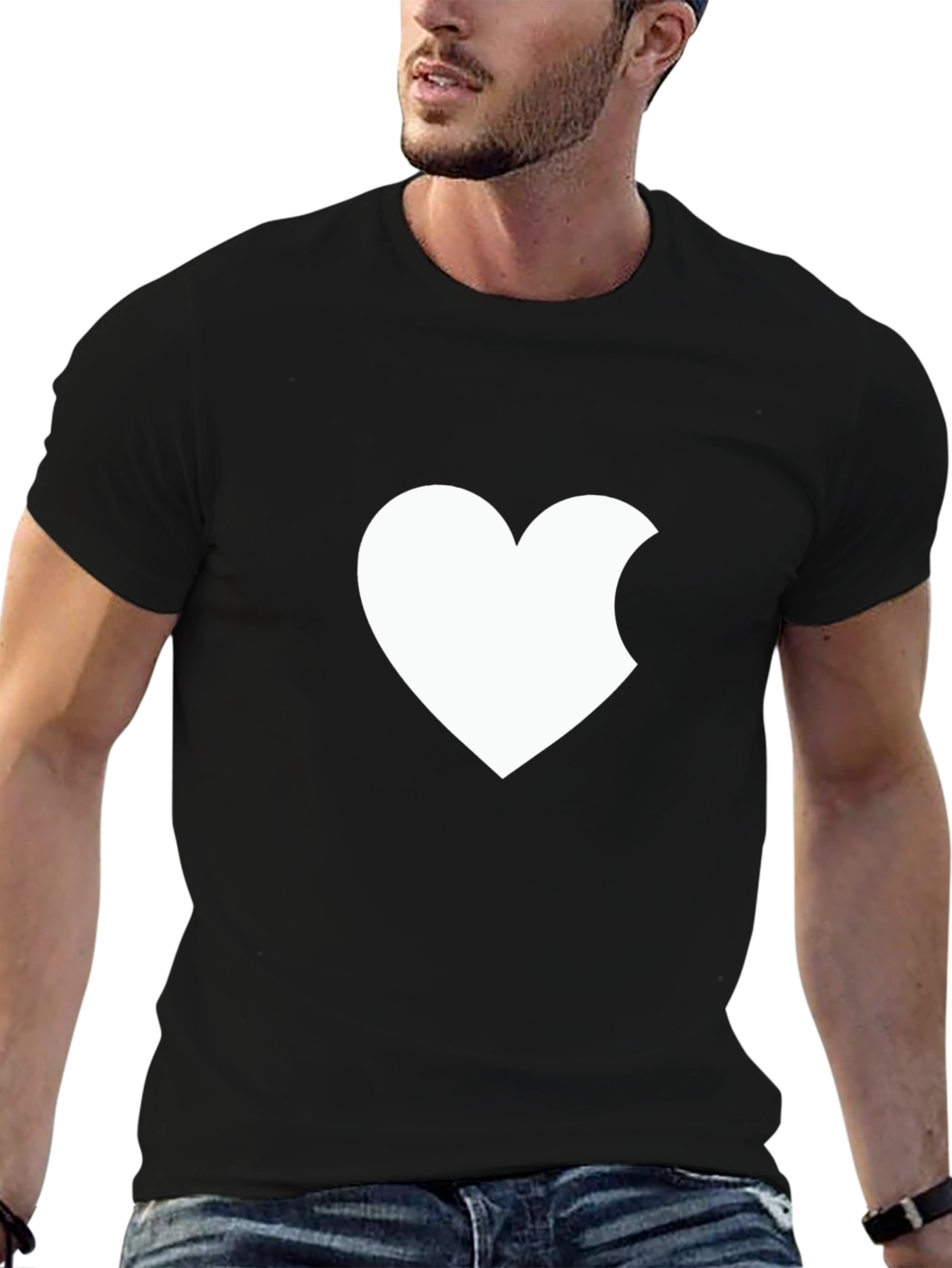 Bitten Heart Graphic T-Shirt - Black Cotton Tee