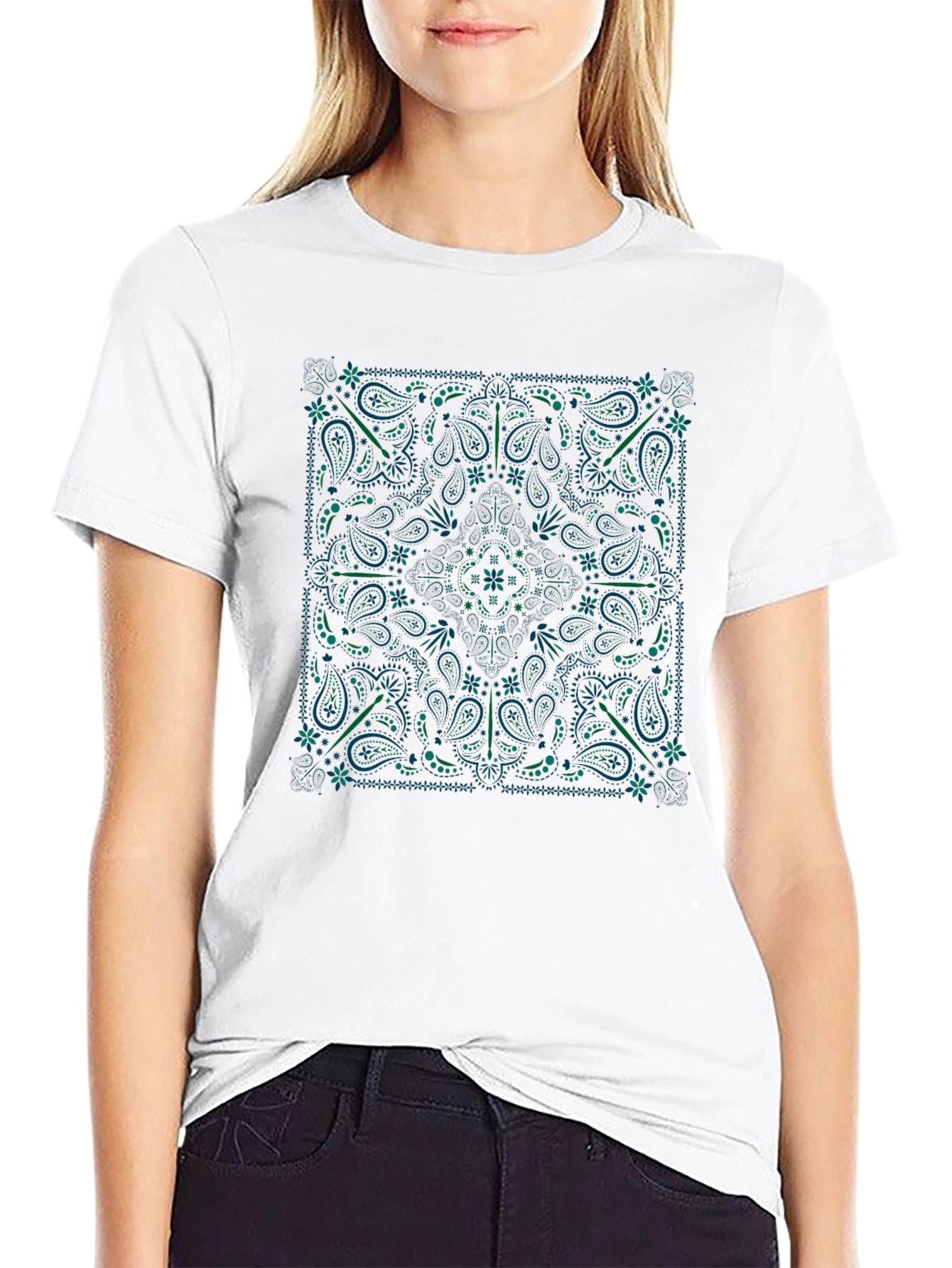 Black Bandana Paisley Graphic T-Shirt