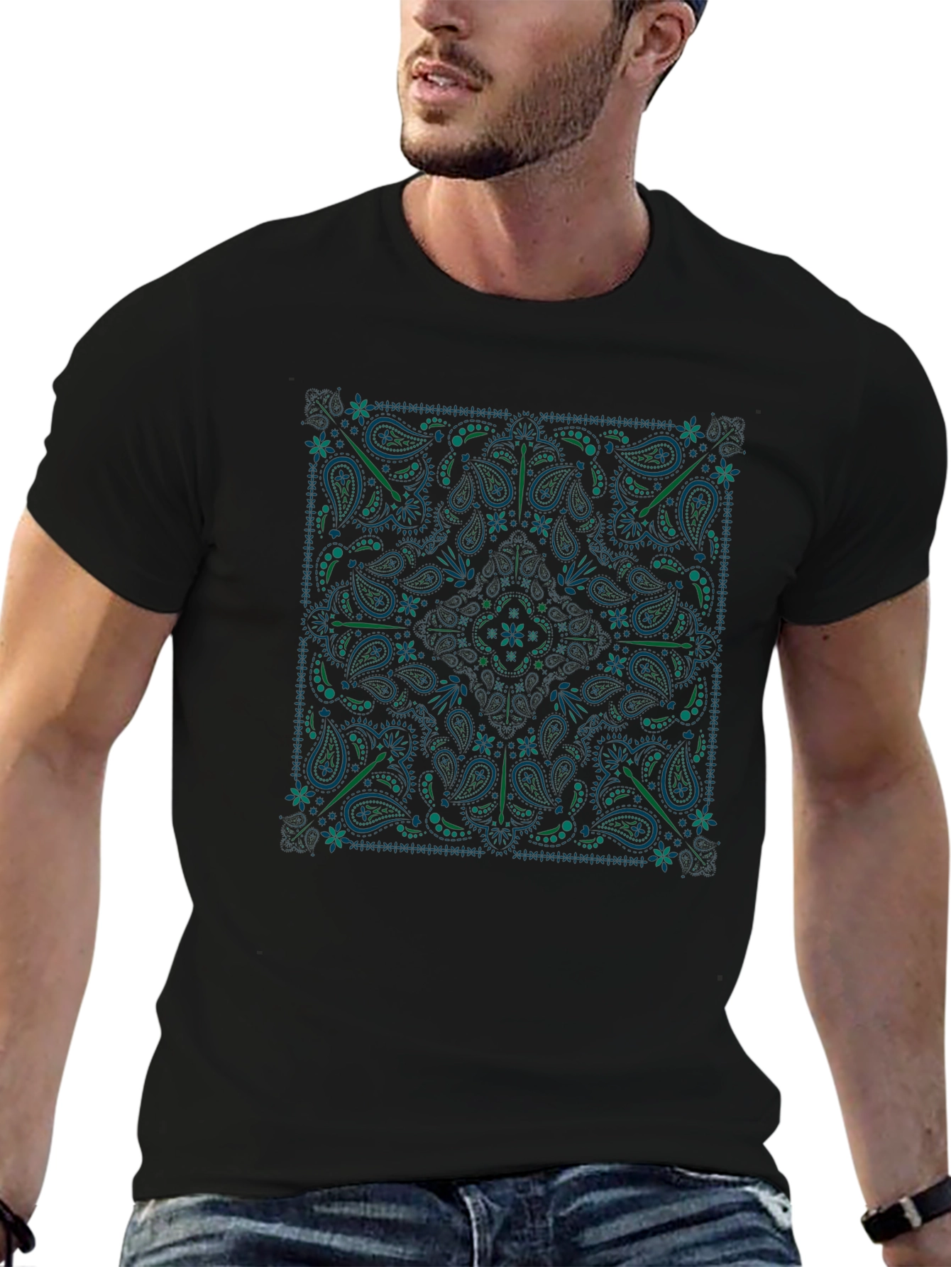 Black Bandana Paisley Graphic T-Shirt