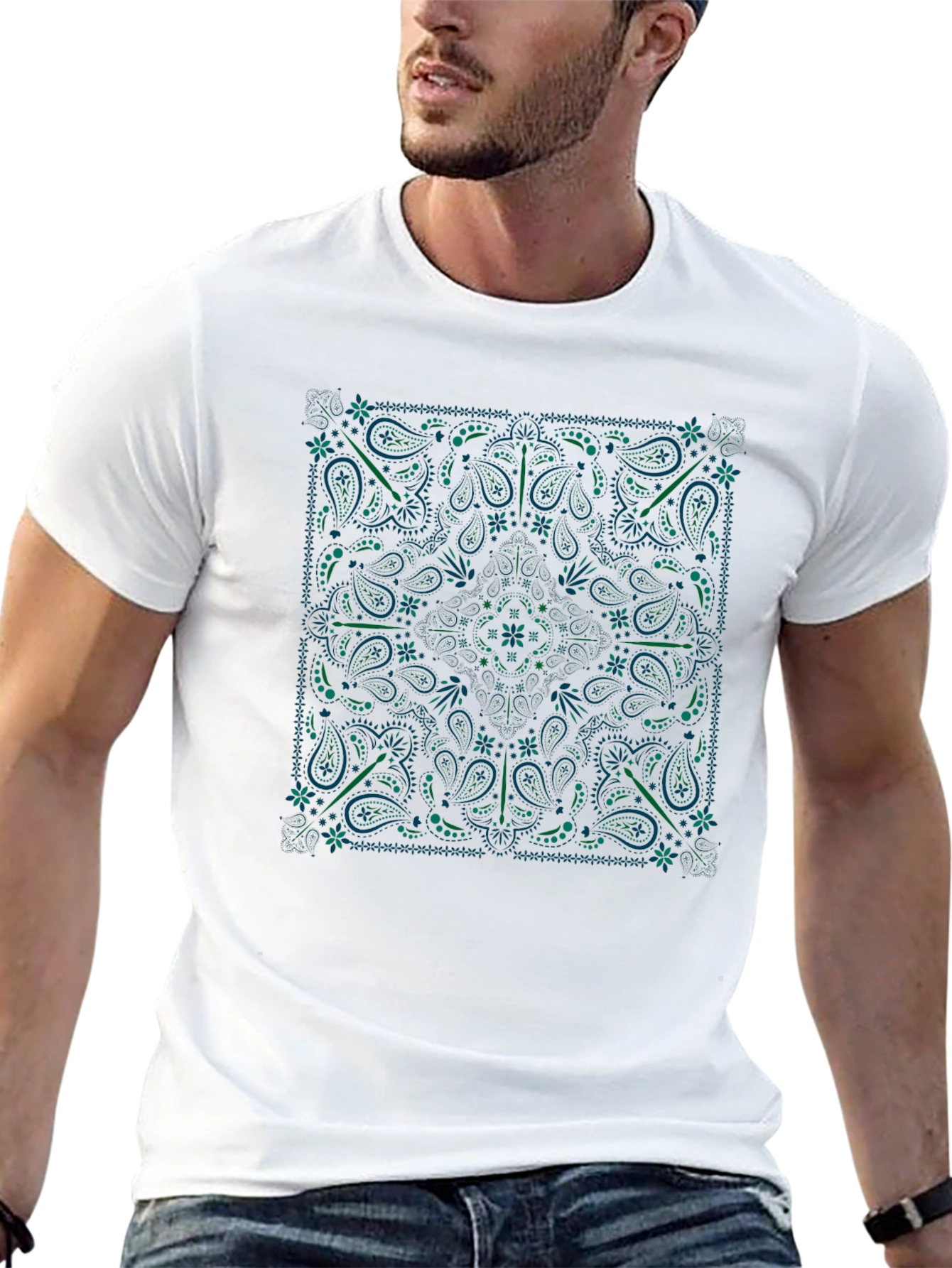 Black Bandana Paisley Graphic T-Shirt