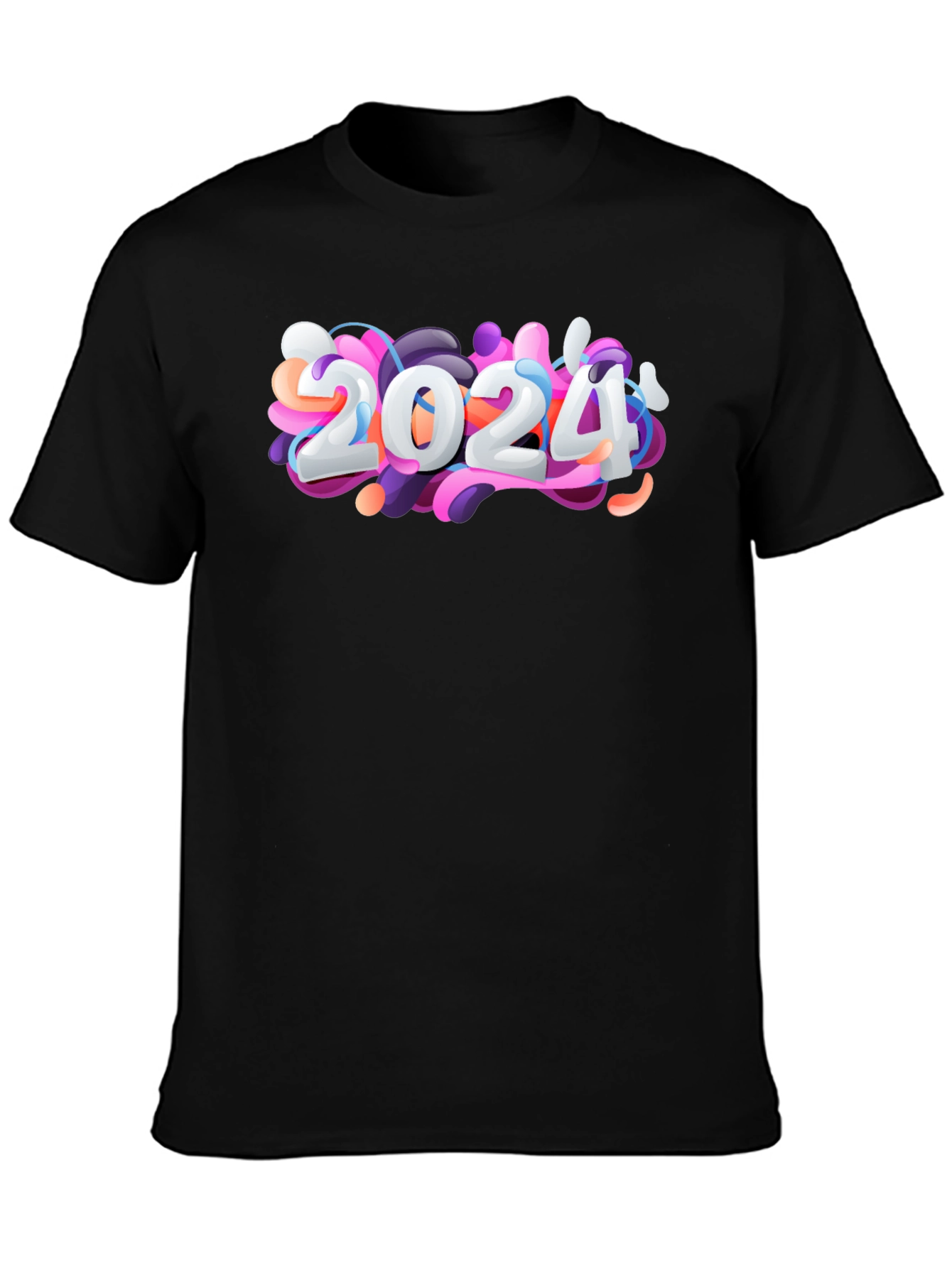 2024 New Year Graphic Black T-Shirt