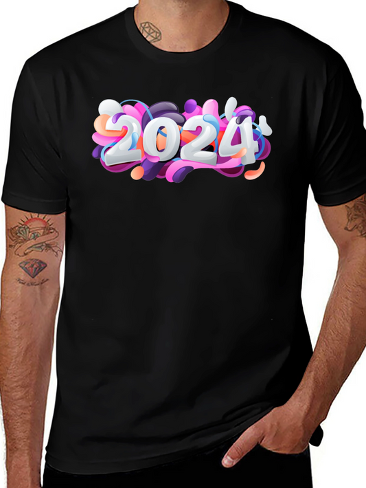 2024 New Year Graphic Black T-Shirt