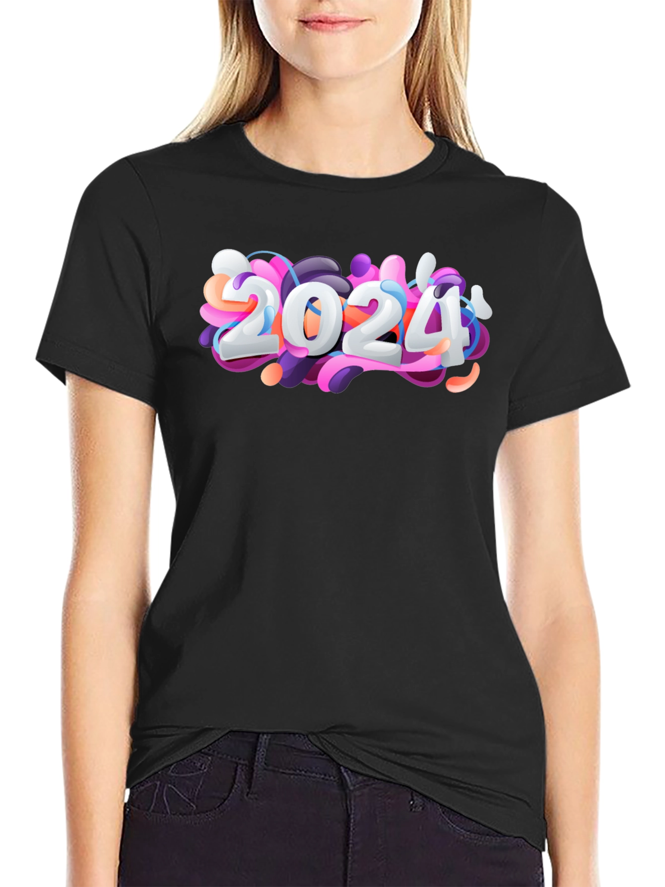 2024 New Year Graphic Black T-Shirt
