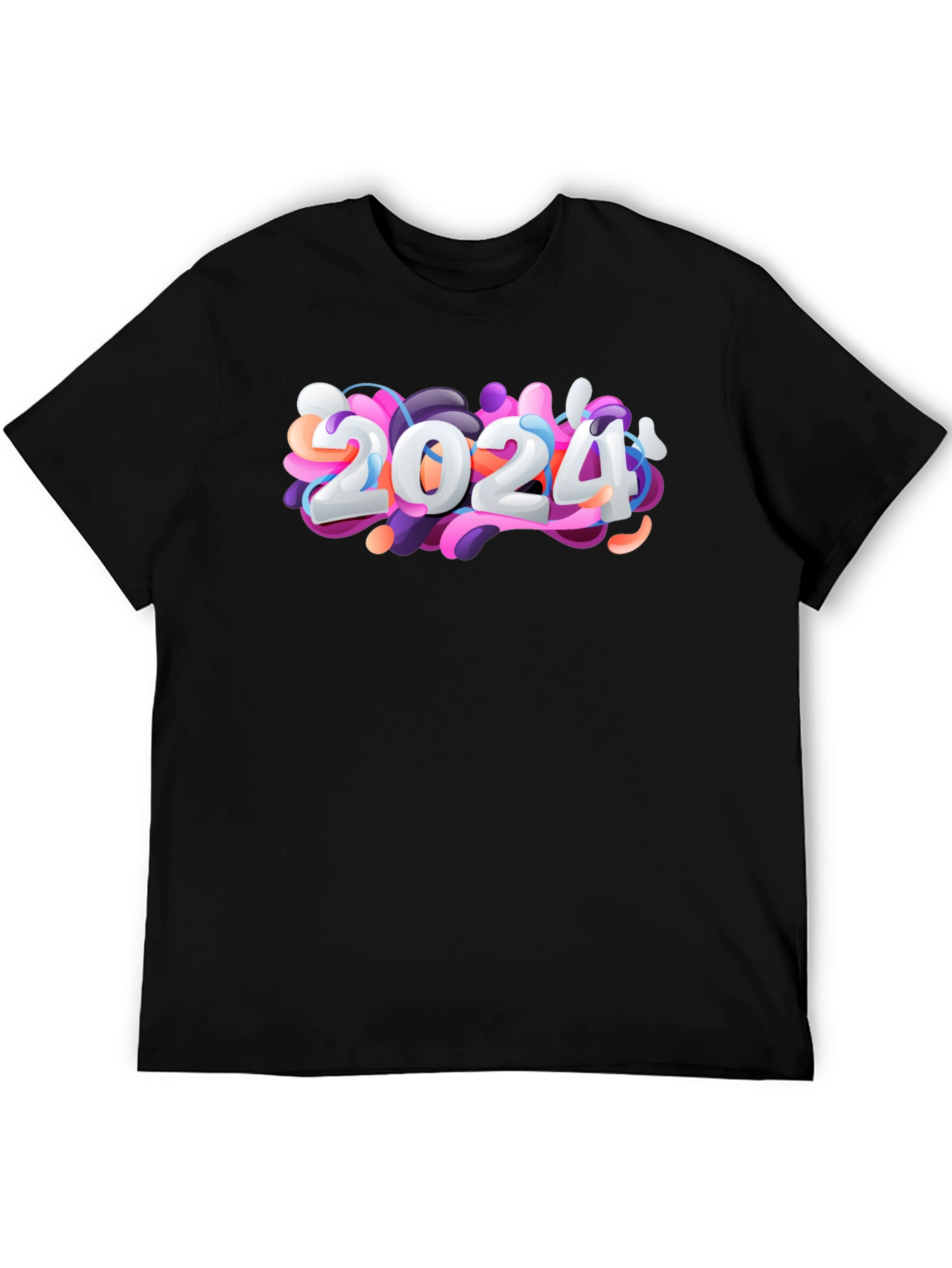 2024 New Year Graphic Black T-Shirt
