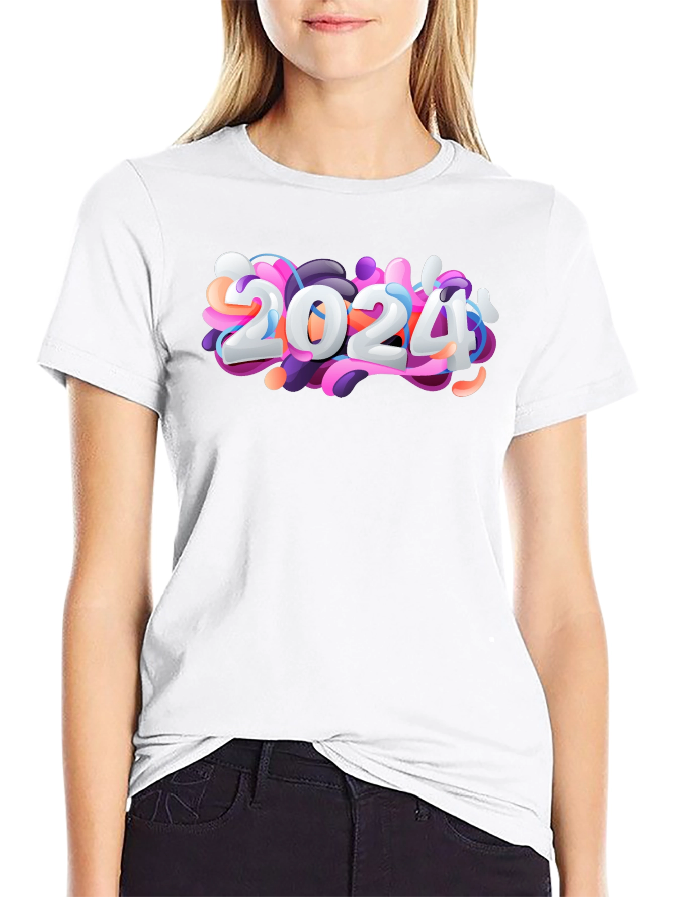 2024 New Year Graphic Black T-Shirt