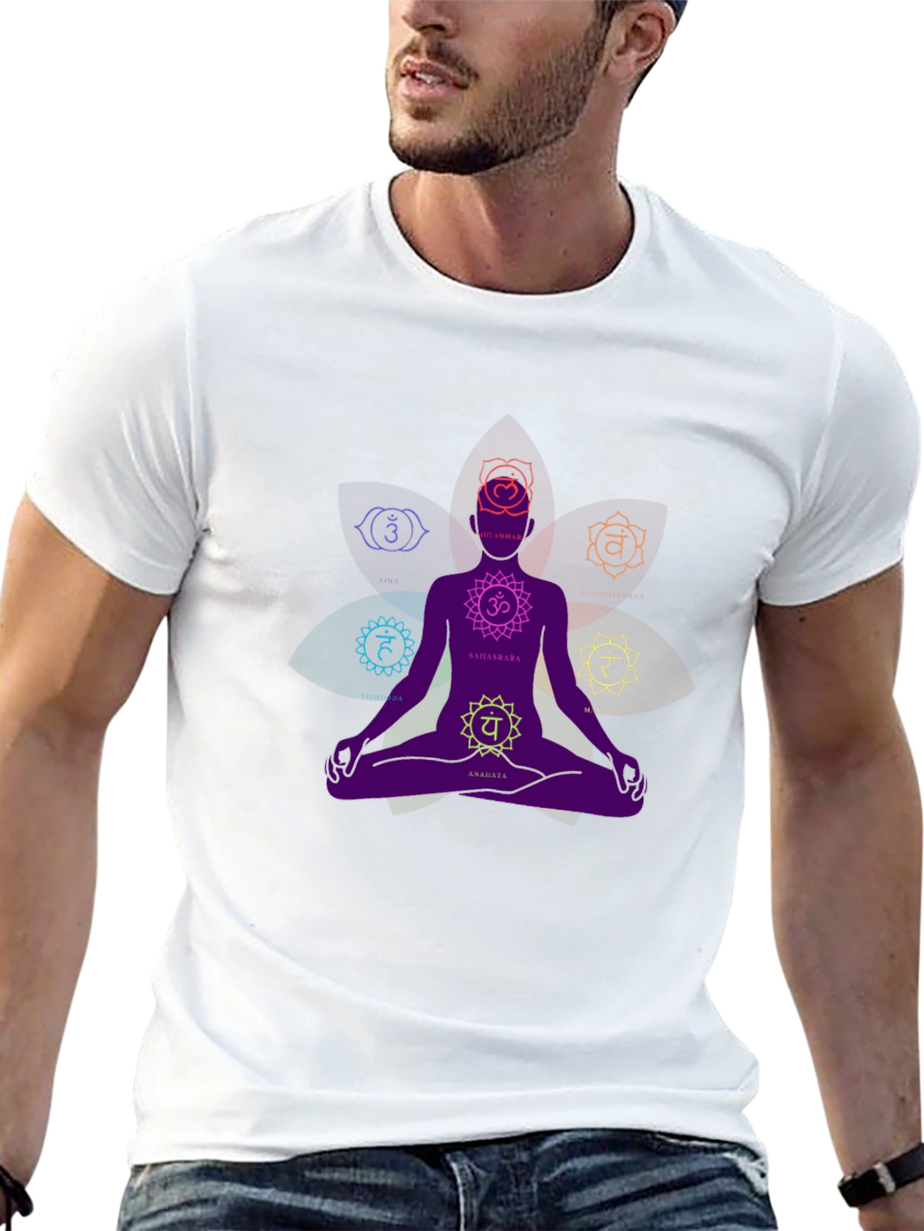 Chakra Meditation Graphic Black T-Shirt