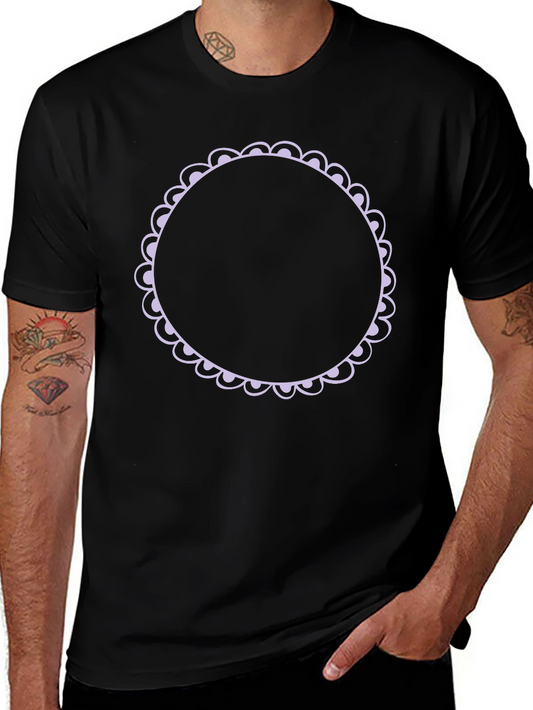 Mens Black T-Shirt with Decorative Circle Design