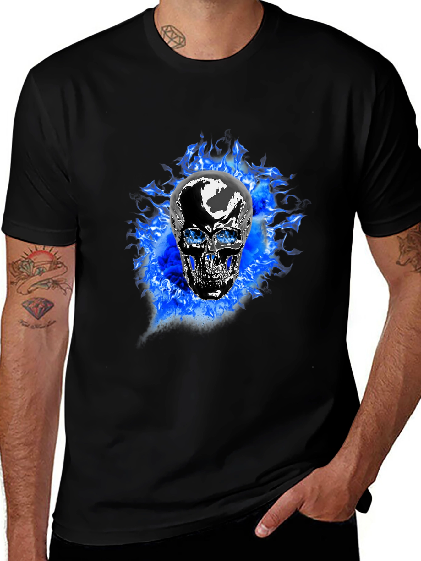 Fiery Skull Graphic T-Shirt