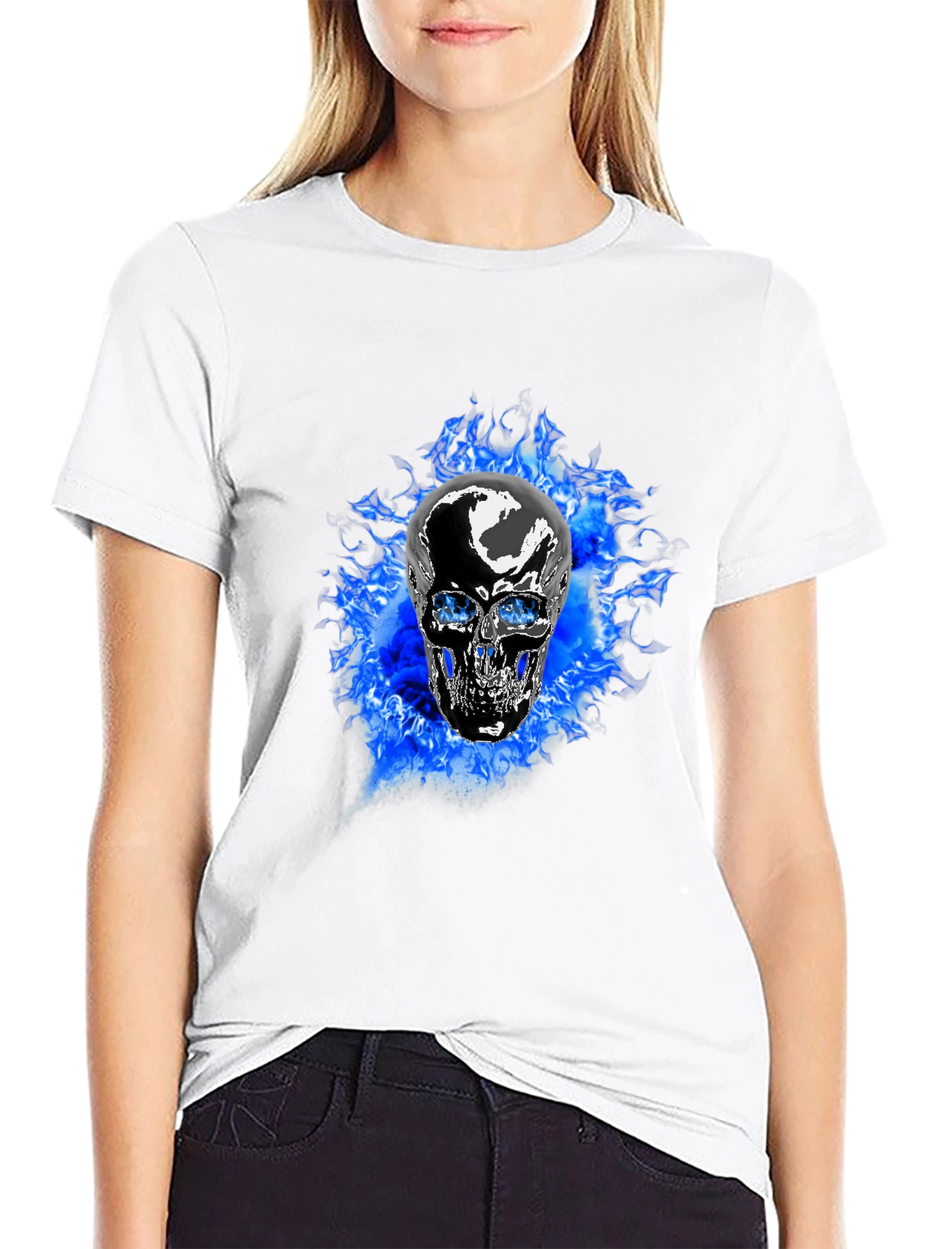 Fiery Skull Graphic T-Shirt
