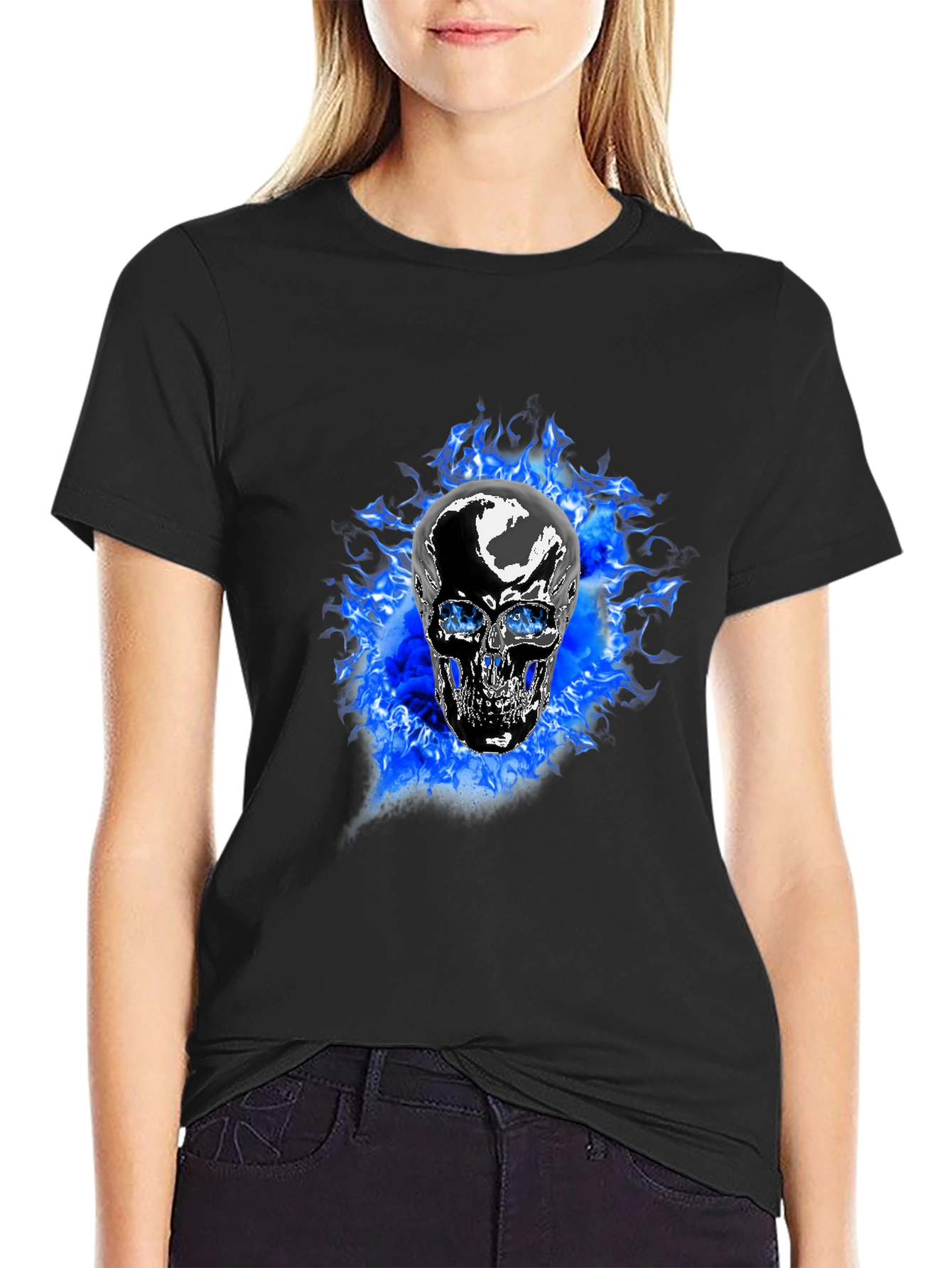 Fiery Skull Graphic T-Shirt