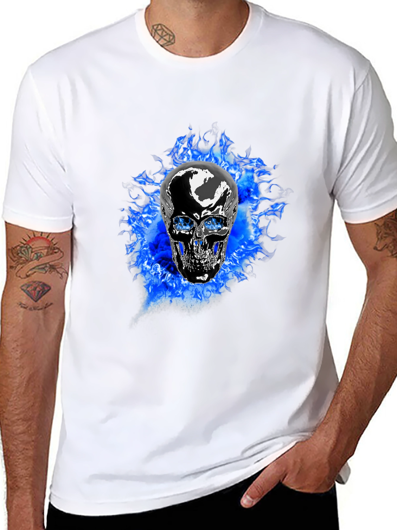 Fiery Skull Graphic T-Shirt