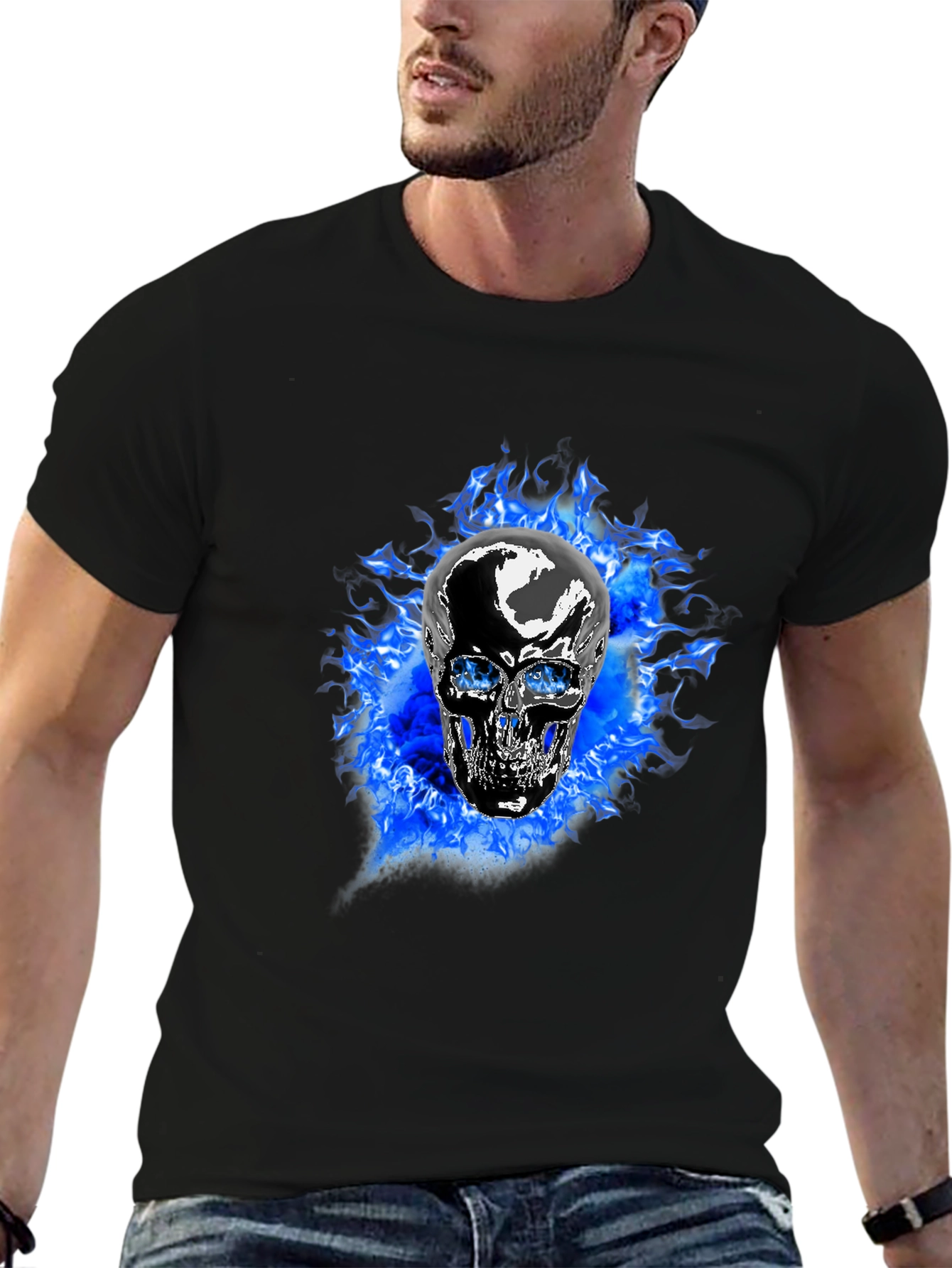 Fiery Skull Graphic T-Shirt