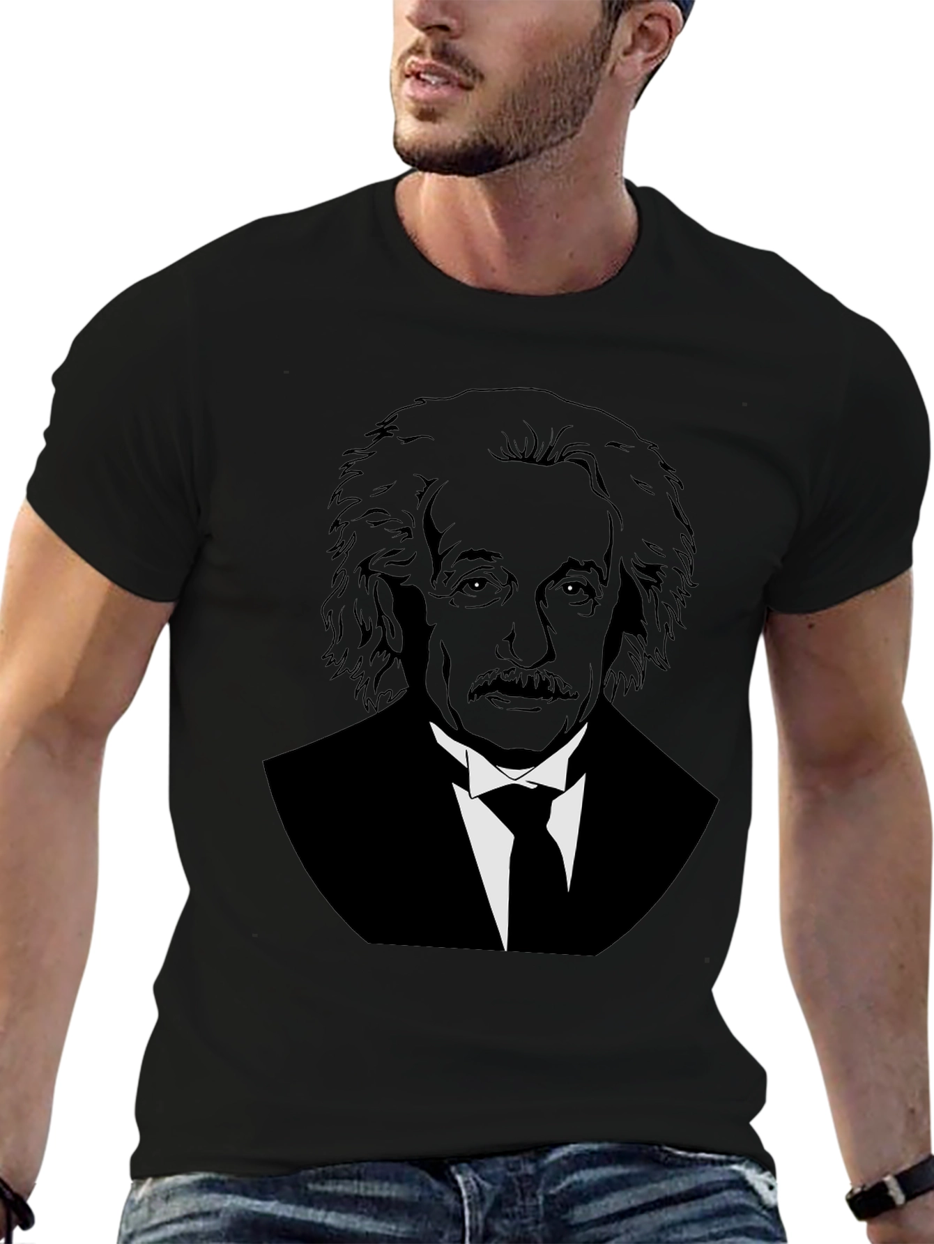Einstein Graphic Print Black T-Shirt