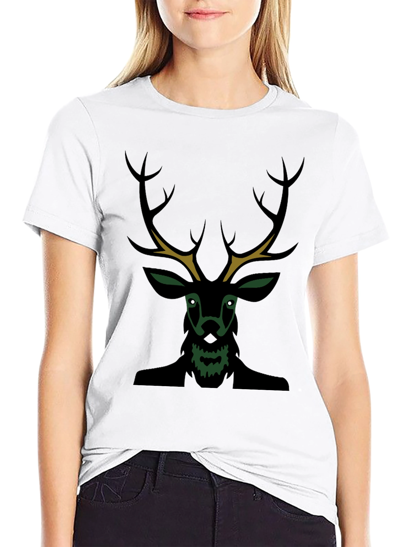 Mens Black Deer Graphic Tee - Unique Style