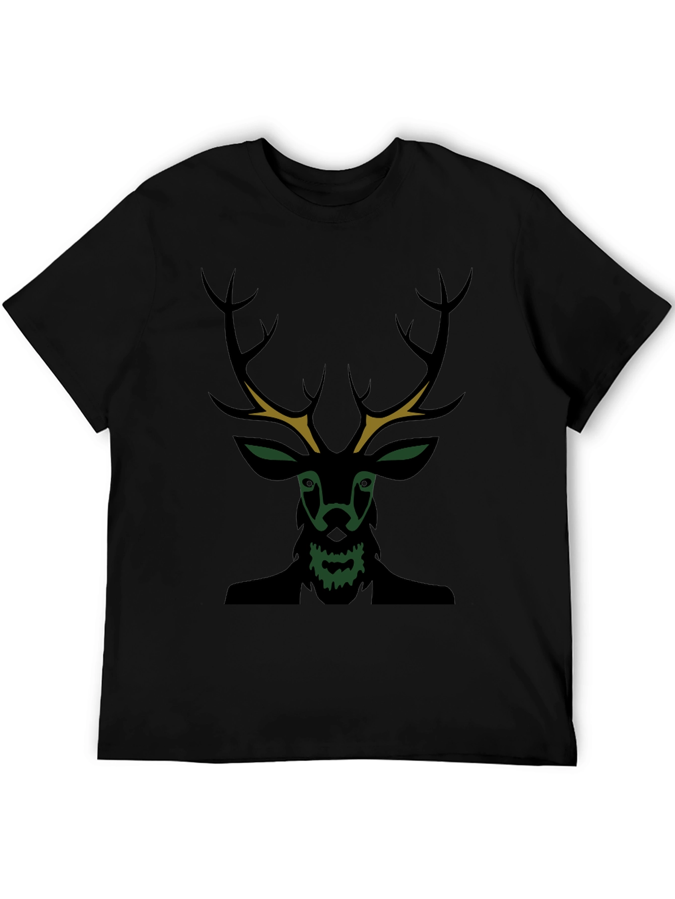 Mens Black Deer Graphic Tee - Unique Style