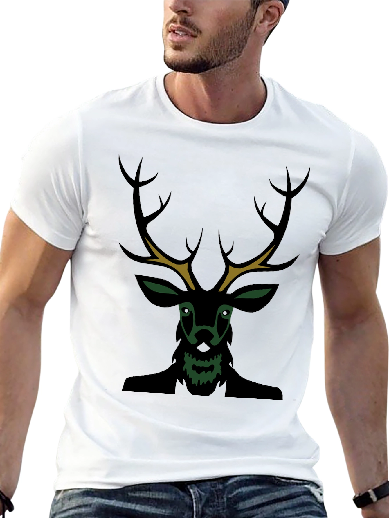 Mens Black Deer Graphic Tee - Unique Style