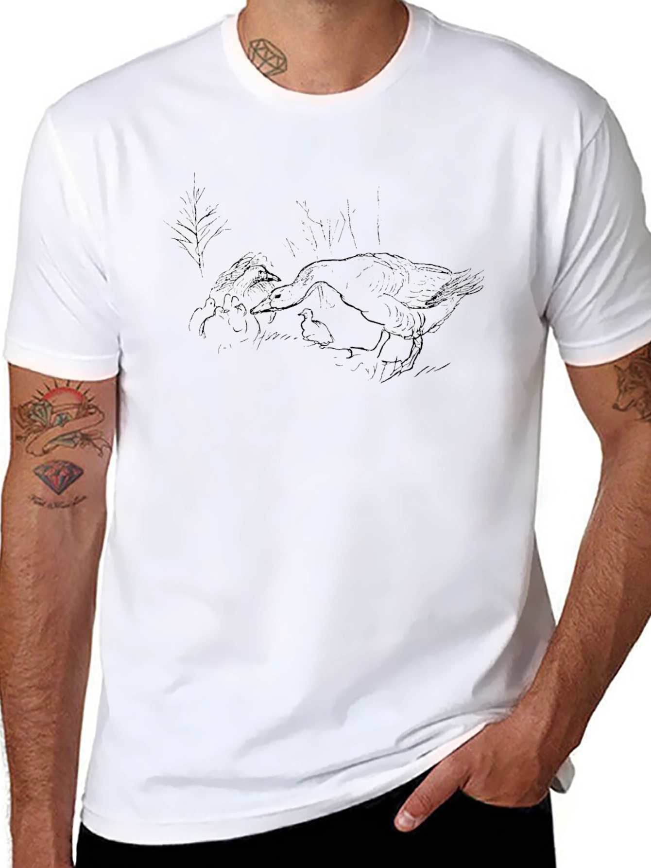Mens Black Goose Graphic T-Shirt