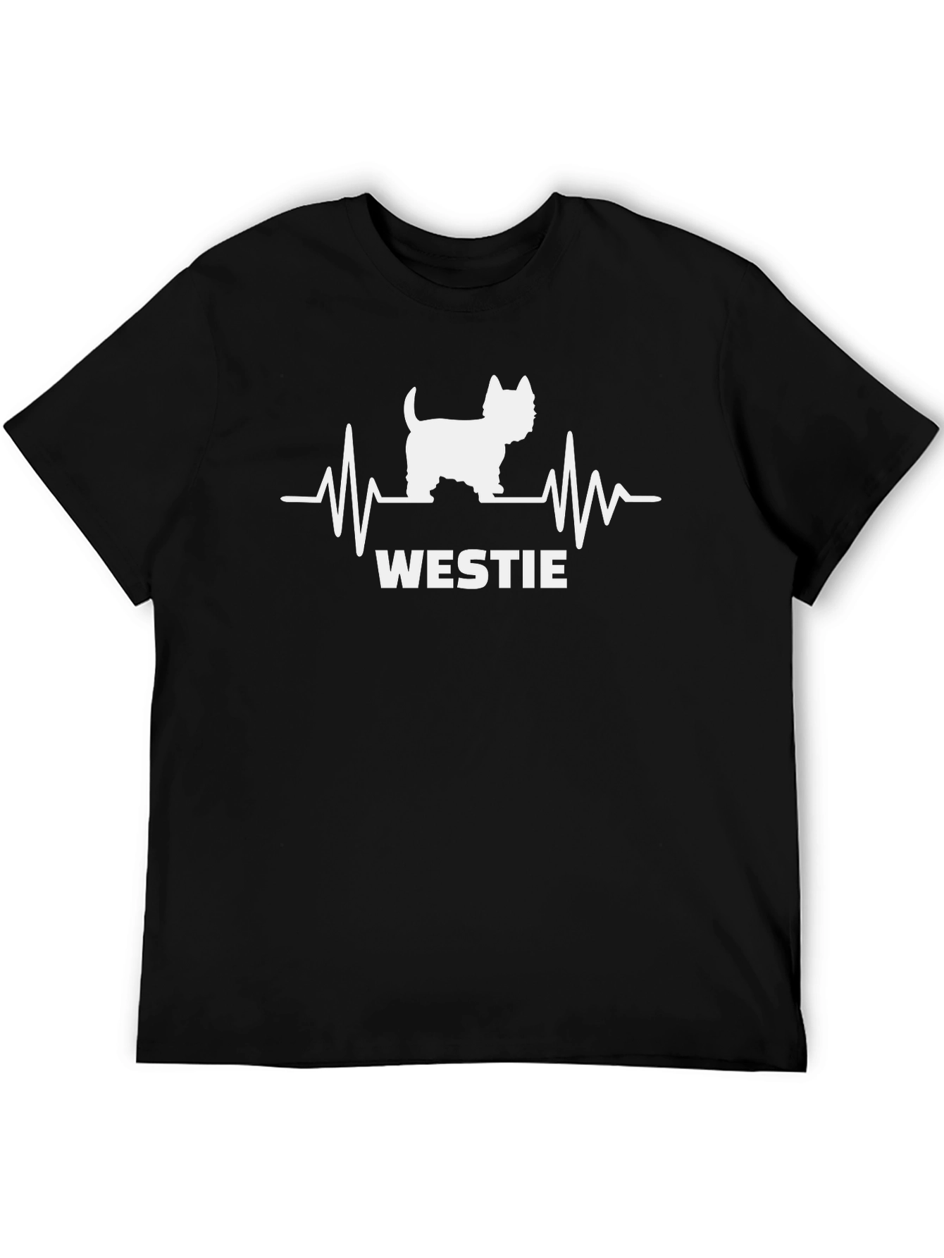 Westie Dog Heartbeat T-Shirt - Unisex Black Tee
