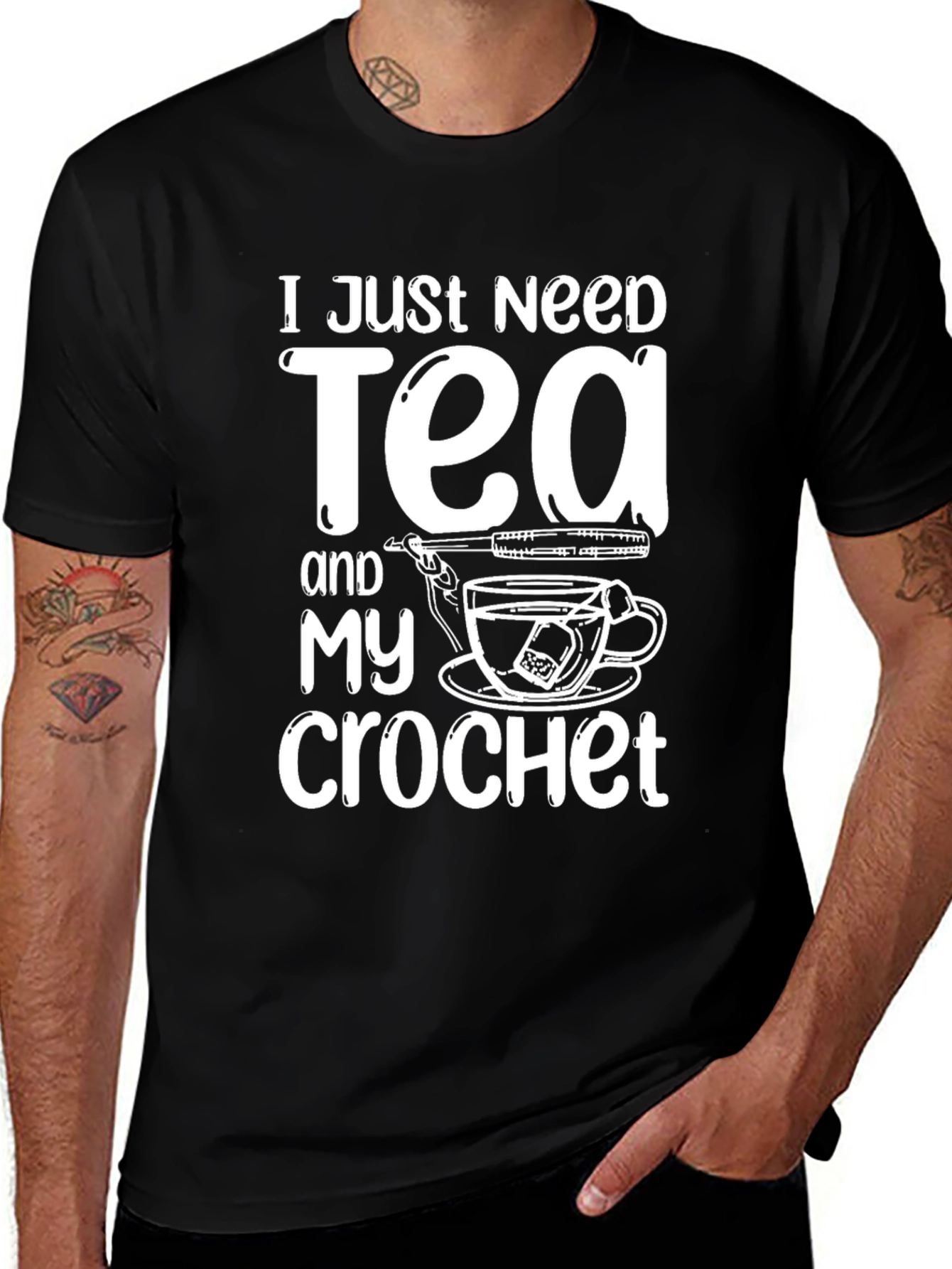 Tea and Crochet T-Shirt - Cozy Hobby Tee