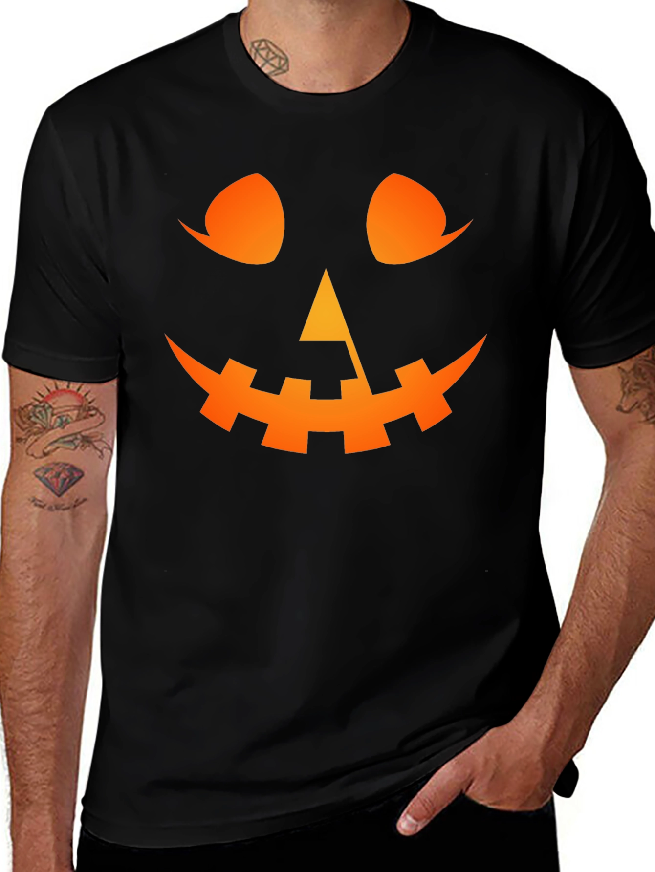 Halloween Pumpkin Face Black T-Shirt