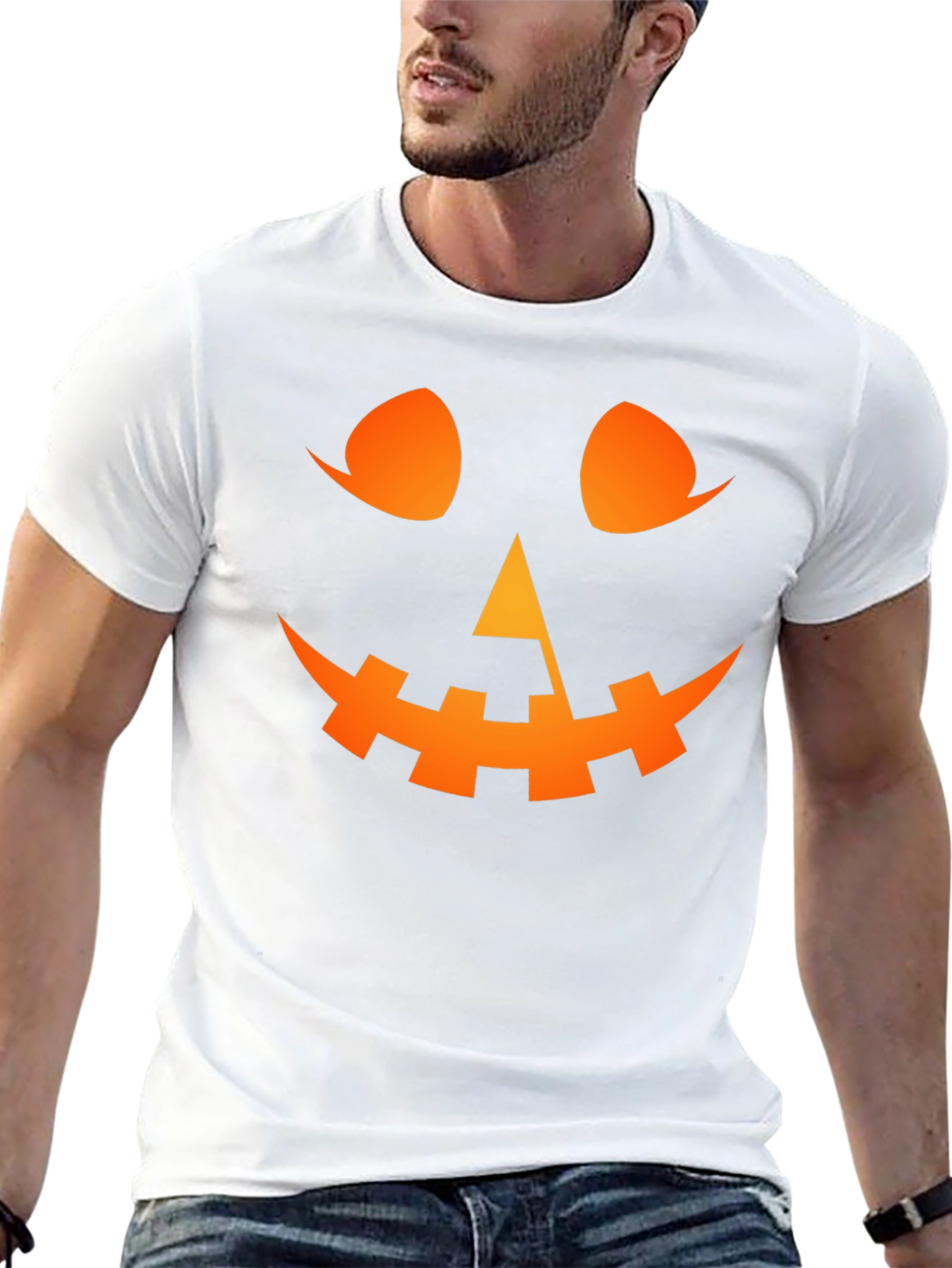 Halloween Pumpkin Face Black T-Shirt