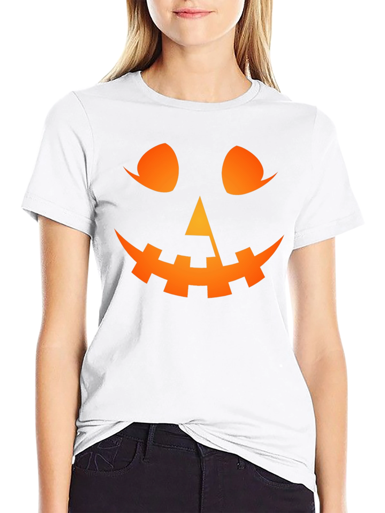 Halloween Pumpkin Face Black T-Shirt