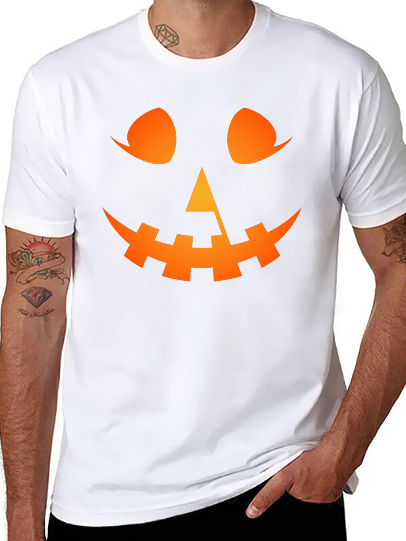 Halloween Pumpkin Face Black T-Shirt