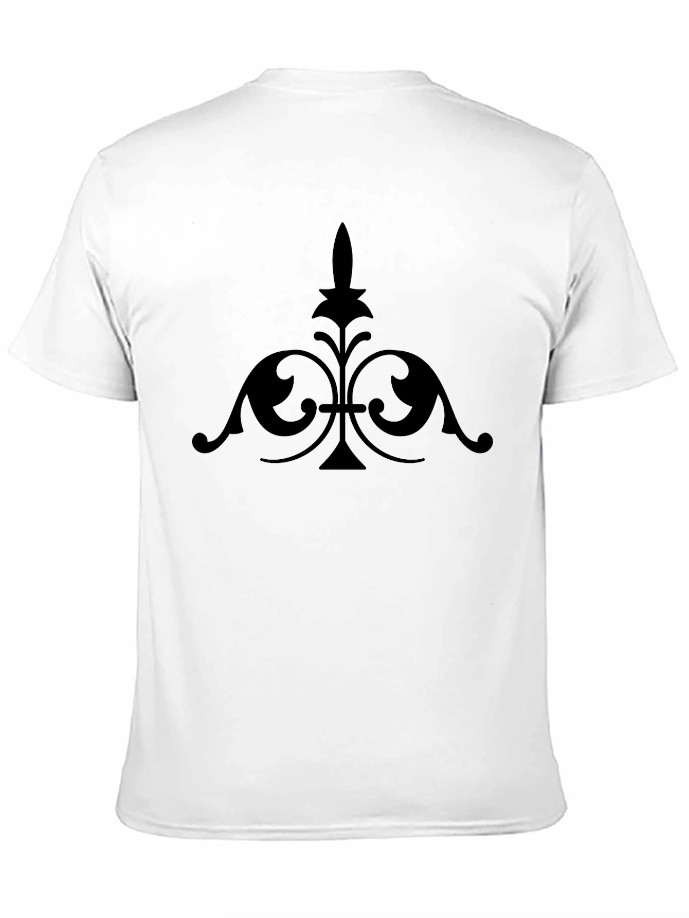 Elegant Black Tee with Ornamental Fleur-de-Lis Design