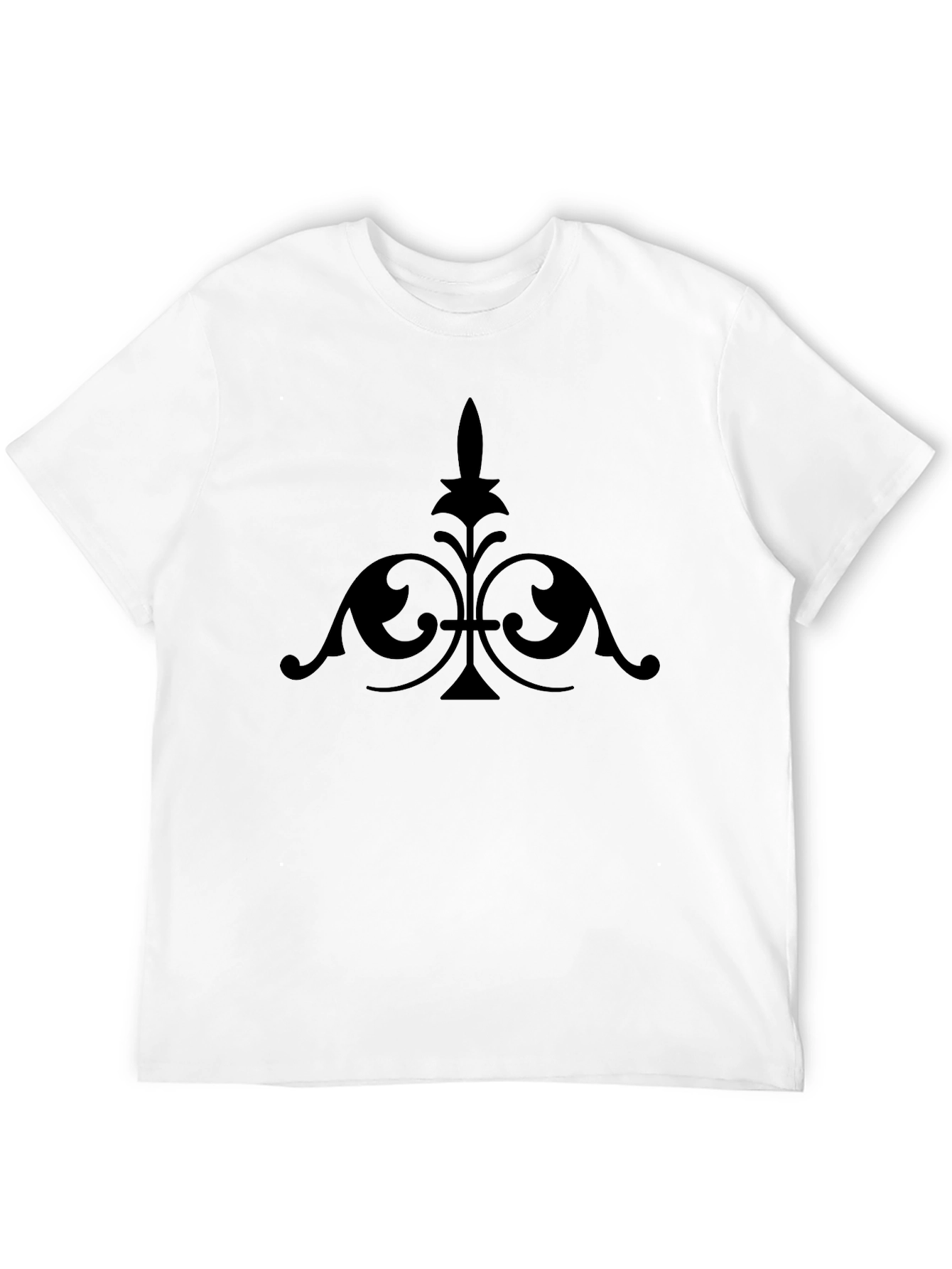 Elegant Black Tee with Ornamental Fleur-de-Lis Design