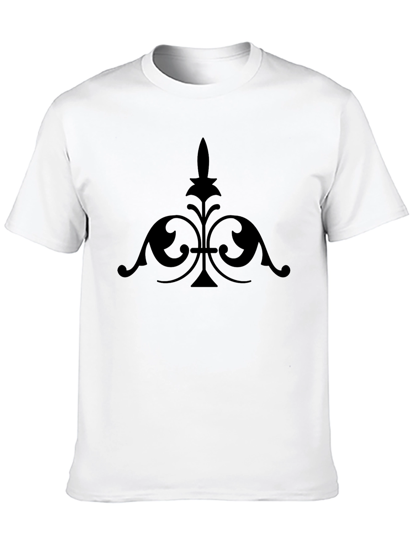 Elegant Black Tee with Ornamental Fleur-de-Lis Design