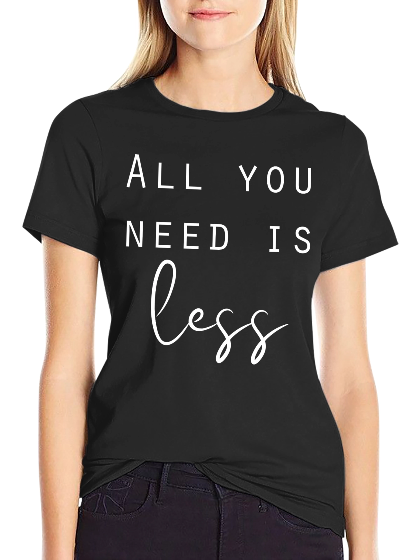 Minimalist Less Graphic Black T-Shirt