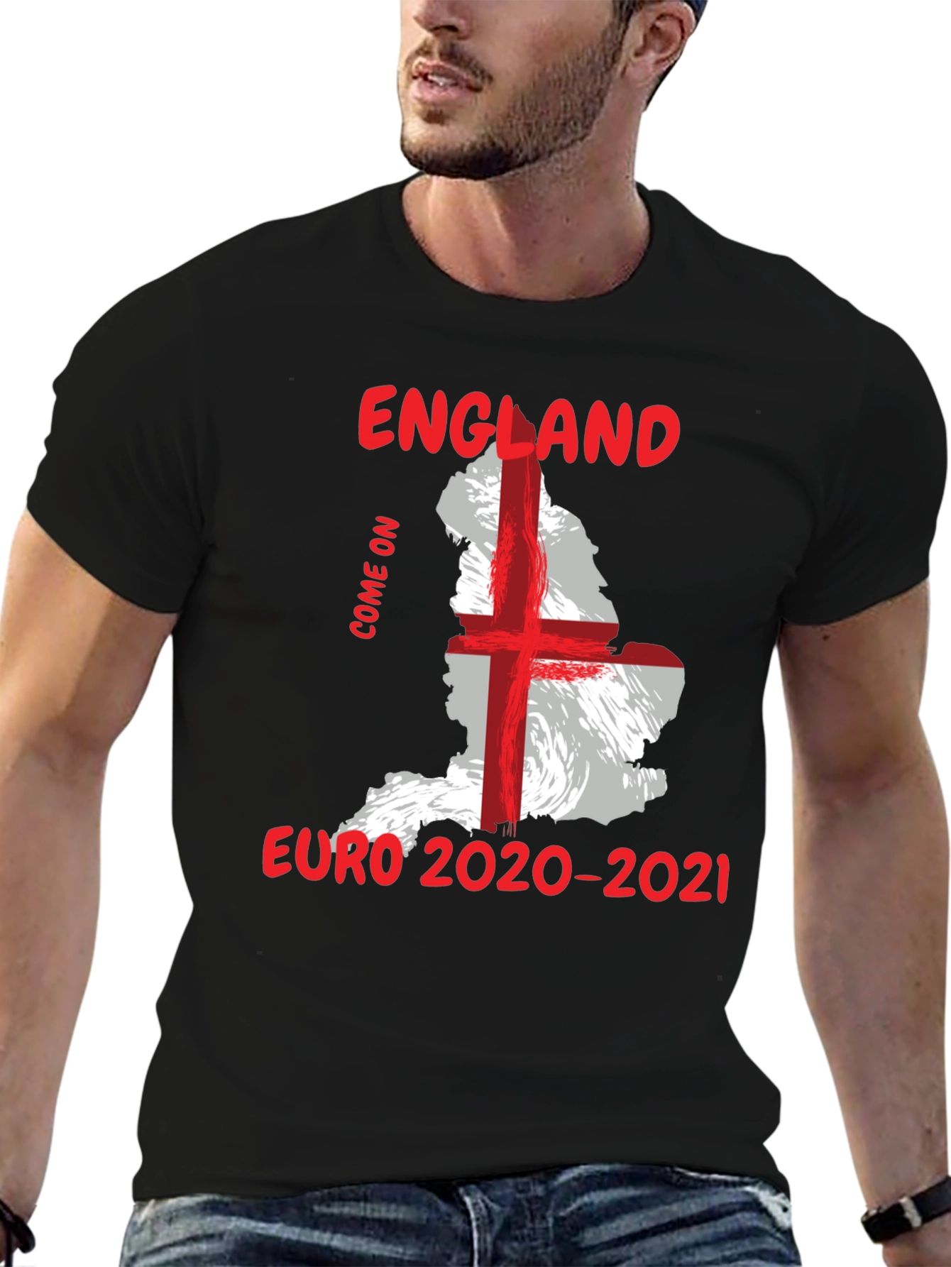 England Euro 2020-2021 Black T-Shirt