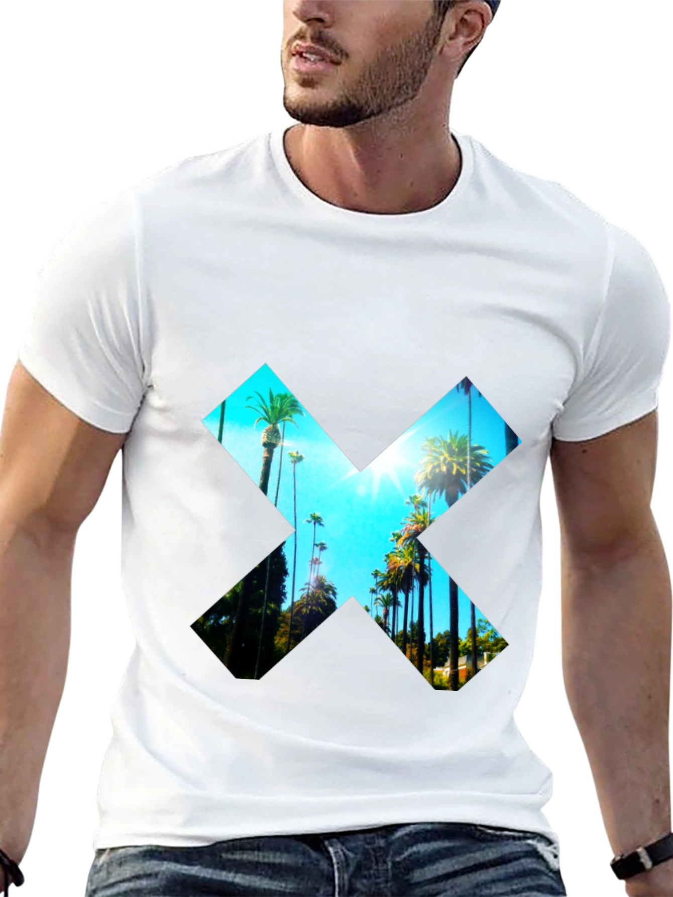 Palm Tree X Graphic Tee - Stylish Menswear