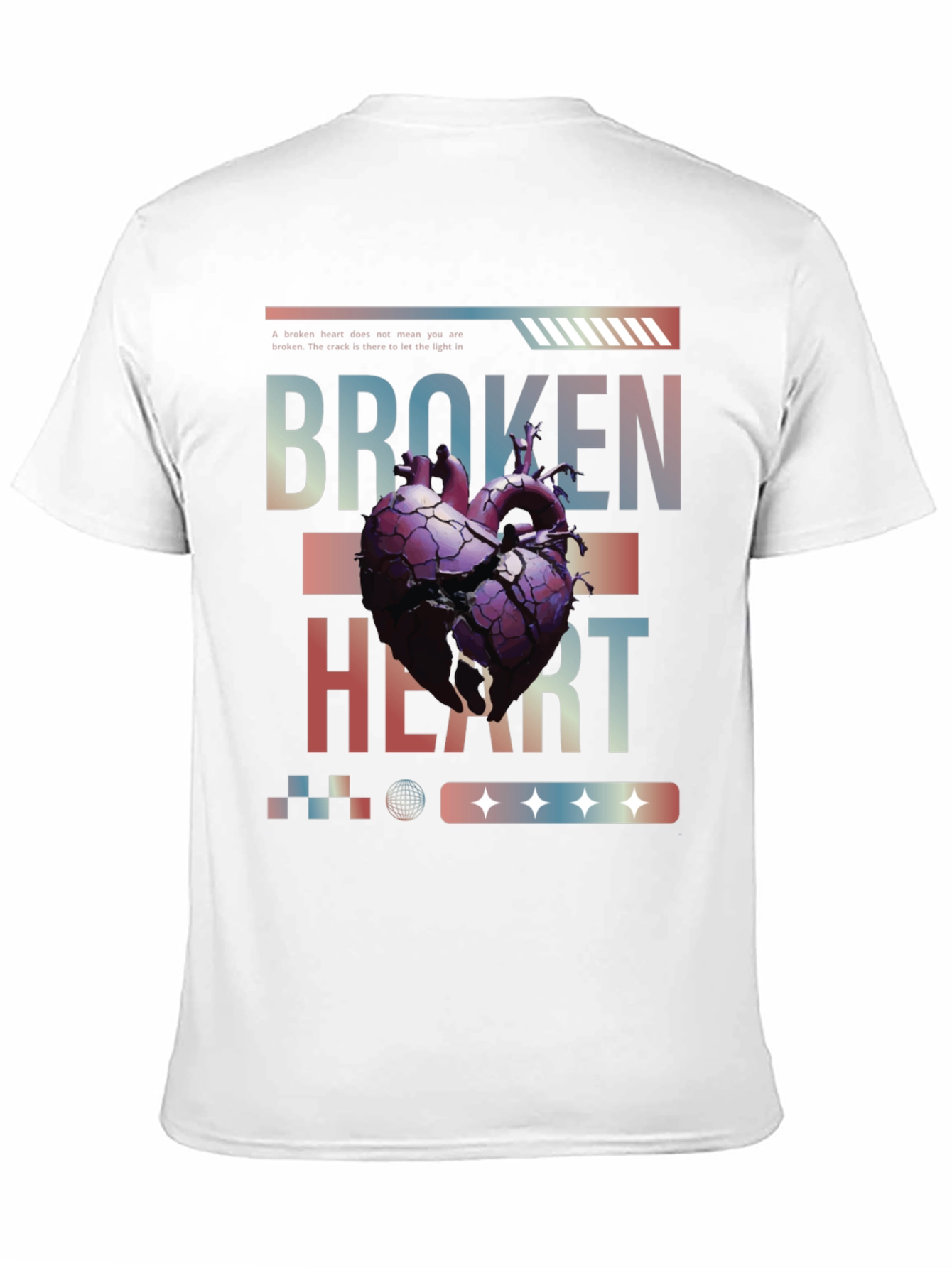 Broken Heart Graphic Print T-Shirt - Black