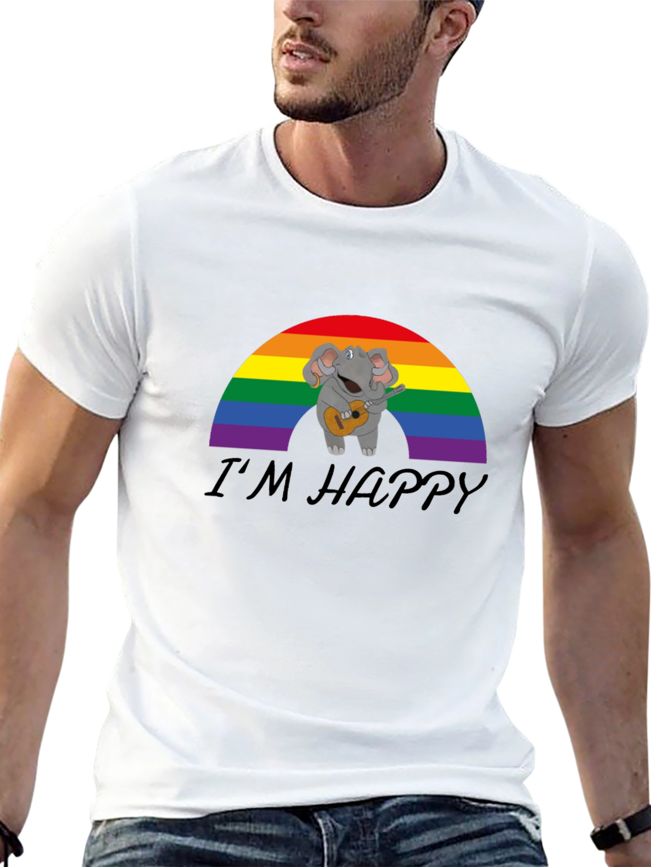 Rainbow Elephant Guitarist T-Shirt