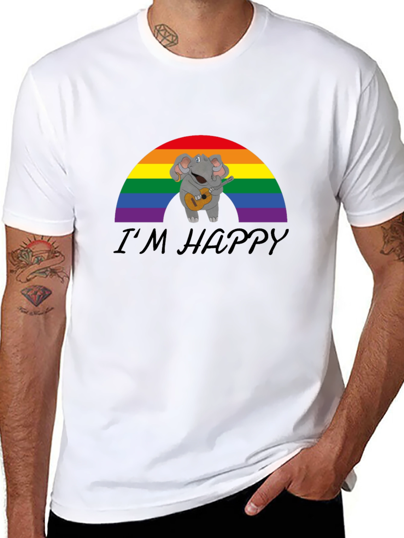 Rainbow Elephant Guitarist T-Shirt