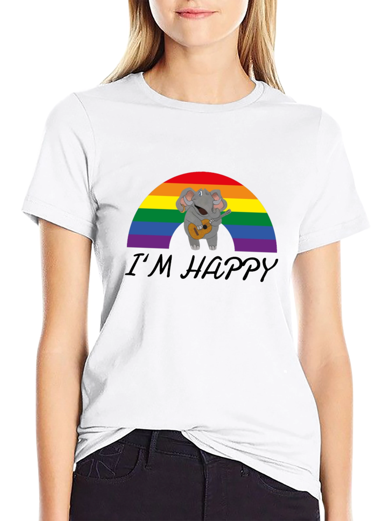 Rainbow Elephant Guitarist T-Shirt