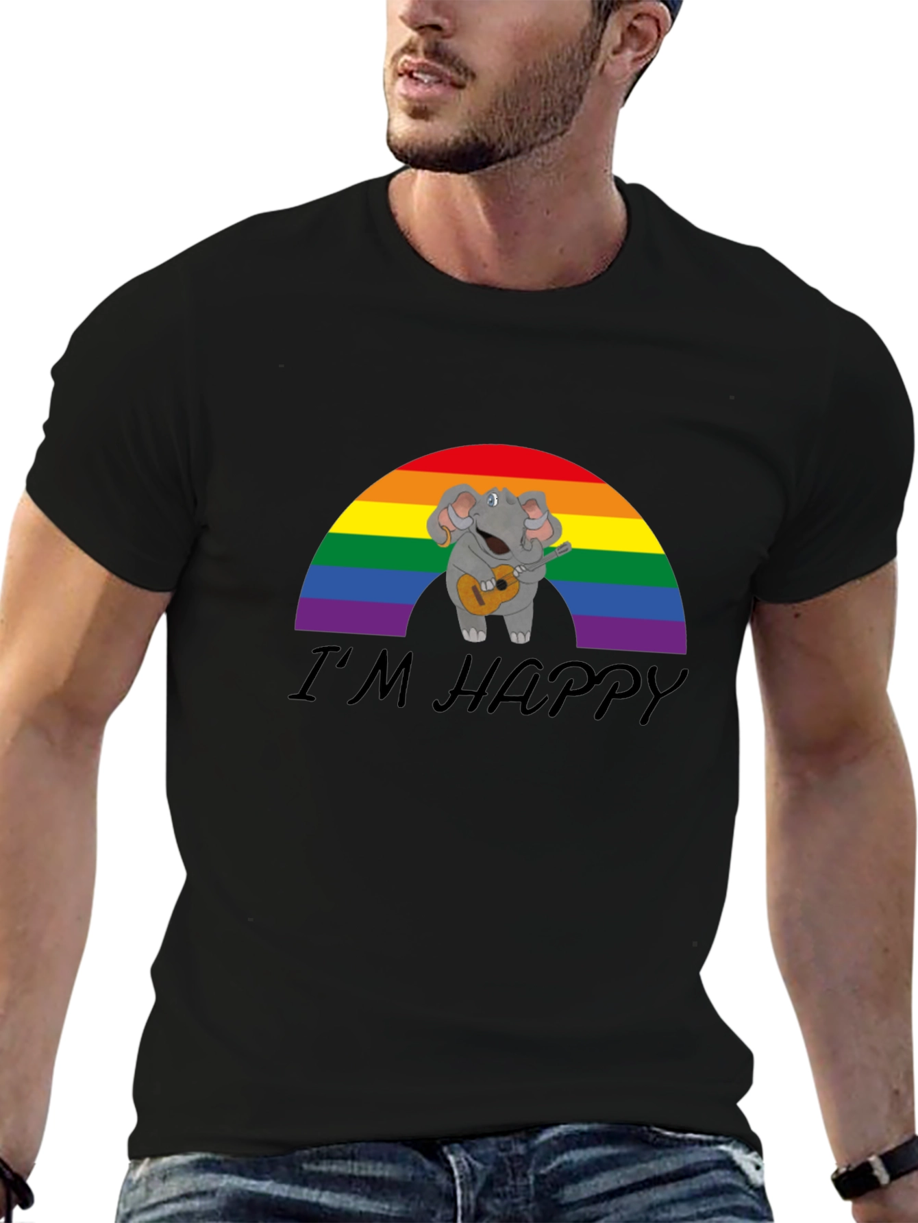 Rainbow Elephant Guitarist T-Shirt