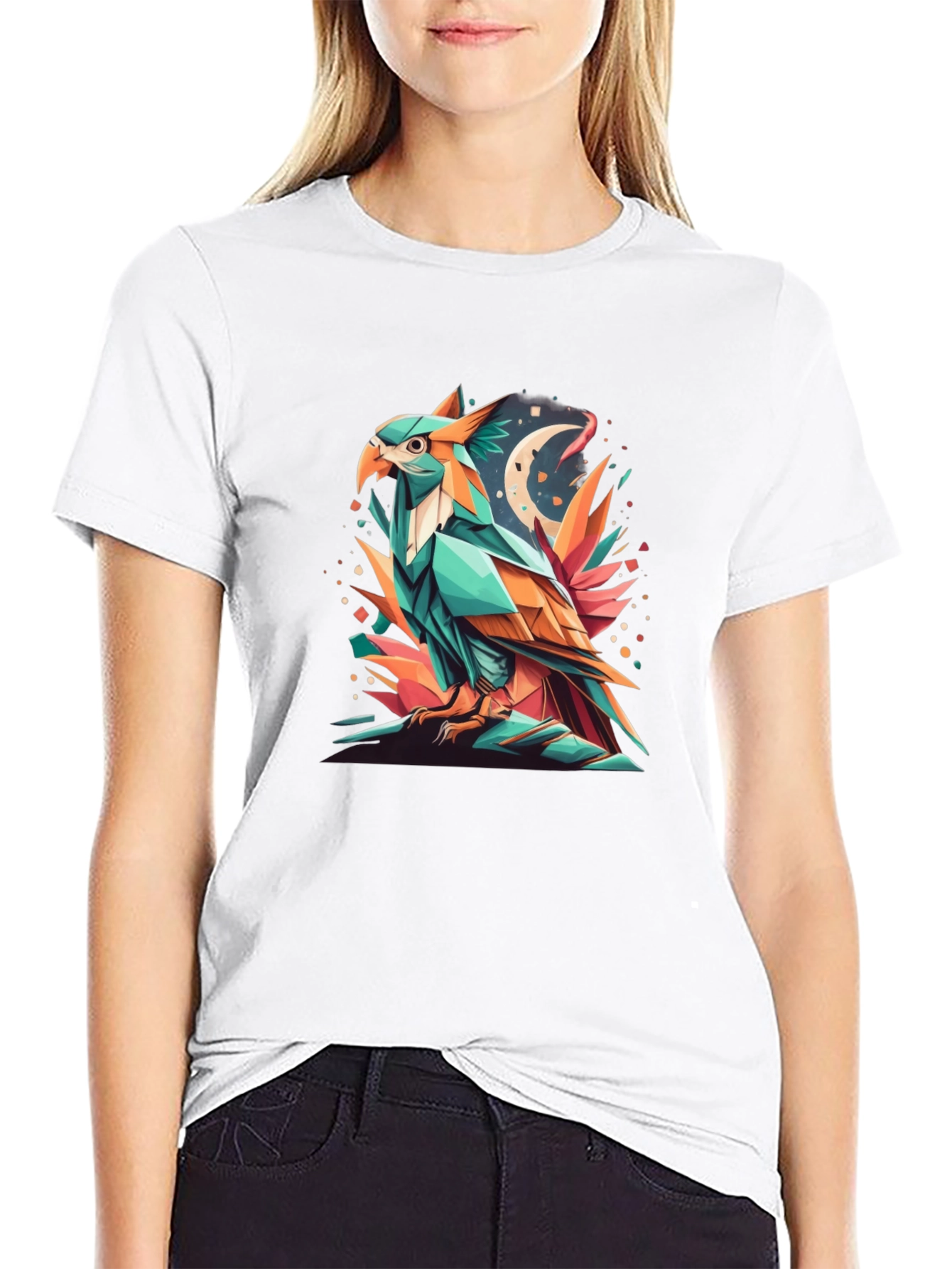 Geometric Eagle Graphic Tee - Modern Art Design