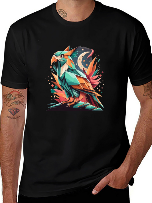 Geometric Eagle Graphic Tee - Modern Art Design