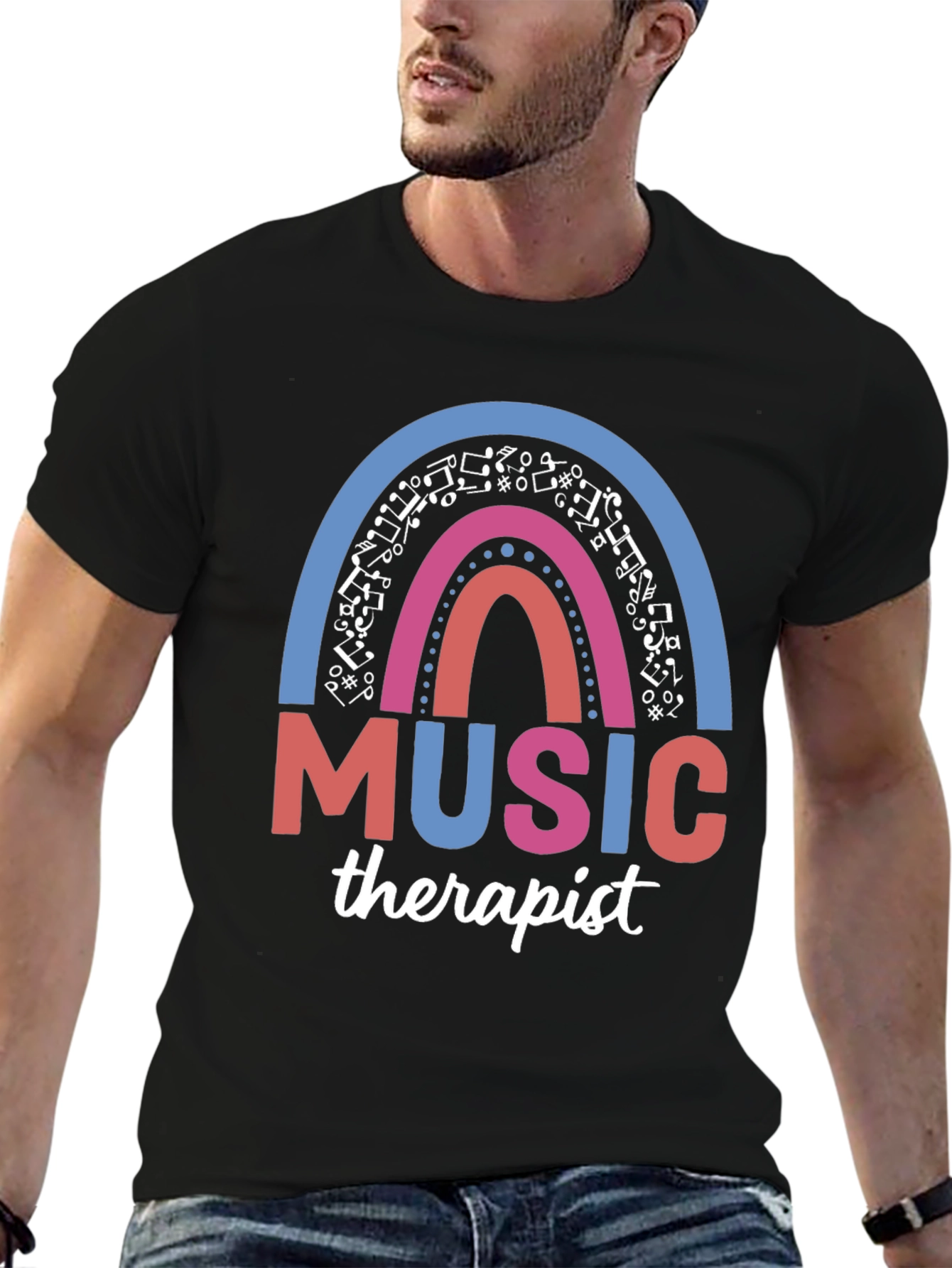 Music Therapist Rainbow Graphic Tee