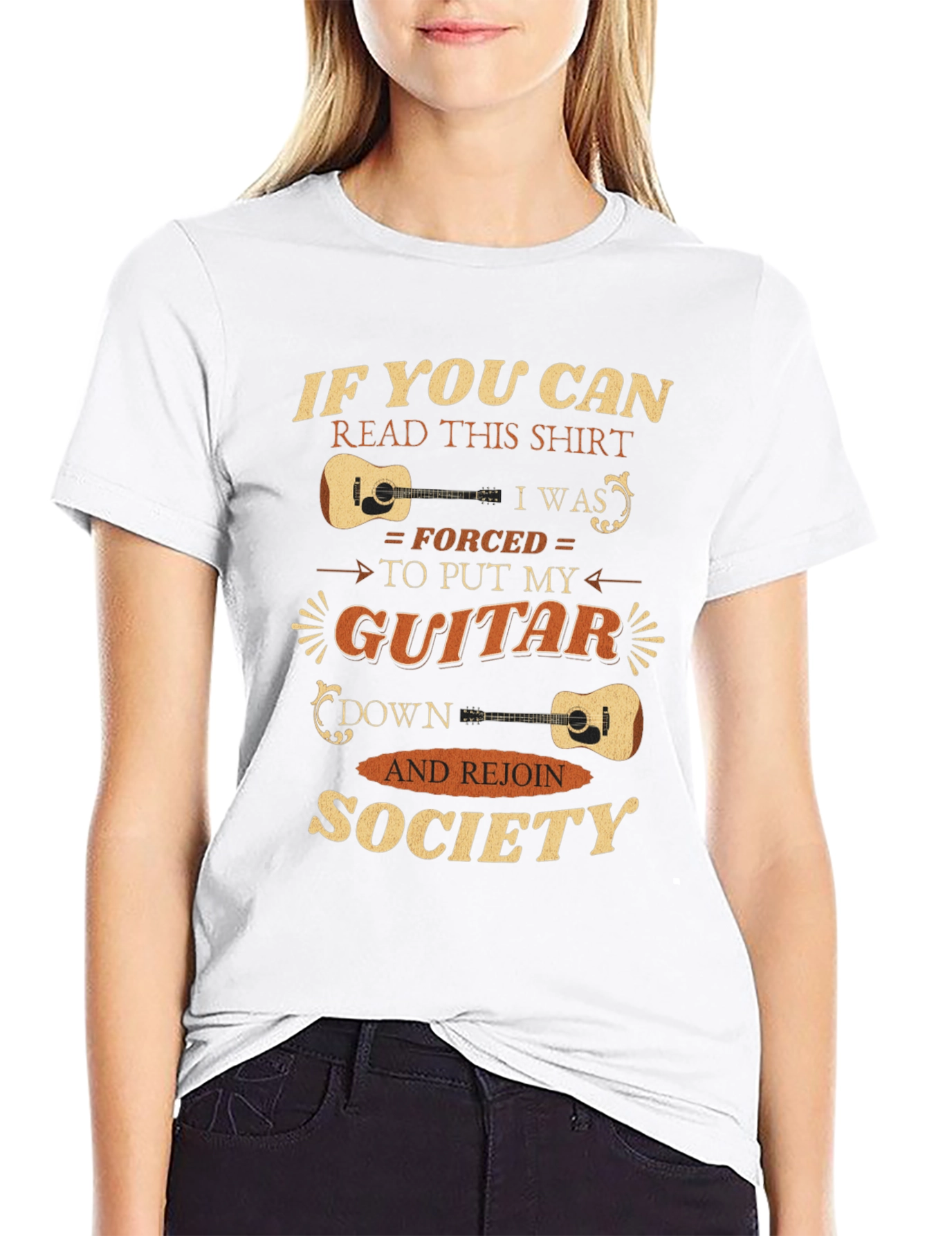 Funny Guitarist T-Shirt - Forced To Rejoin Society