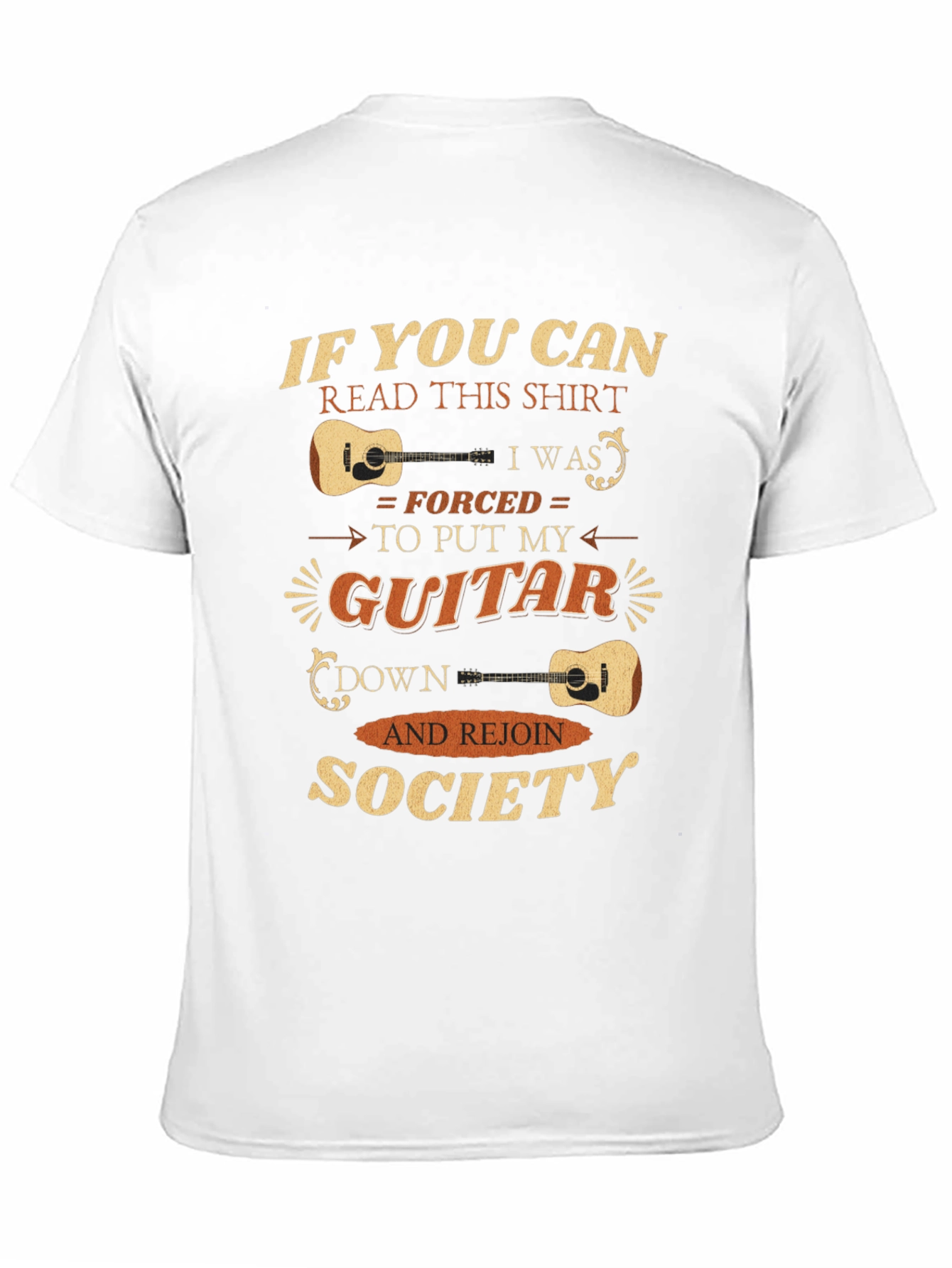 Funny Guitarist T-Shirt - Forced To Rejoin Society