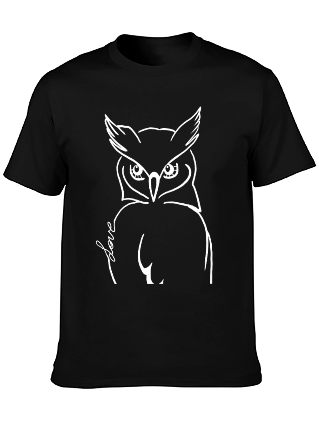 Owl Love Graphic T-Shirt - Black Crew Neck Tee